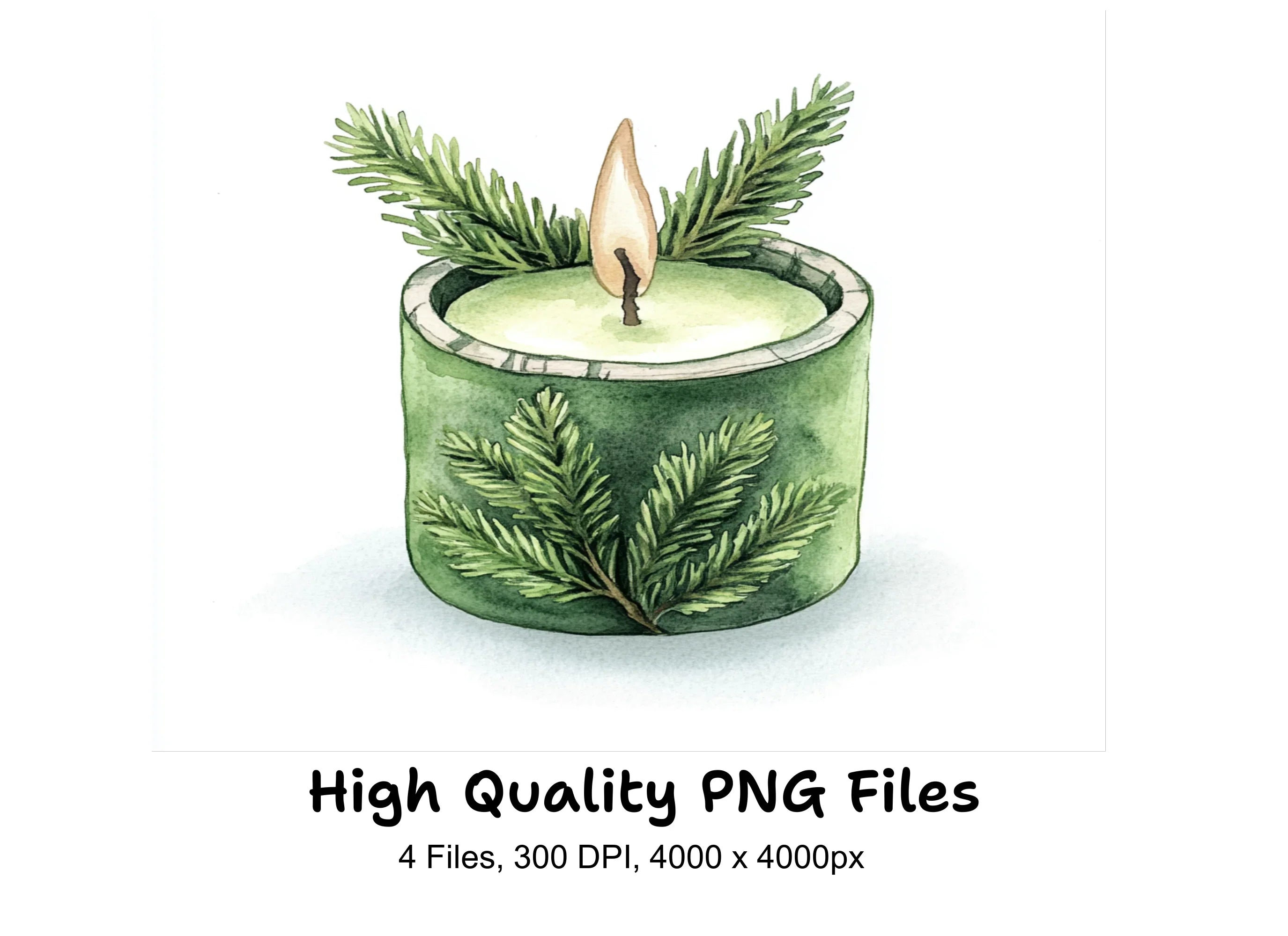 Christmas Evergreen Candle Clipart Bundle