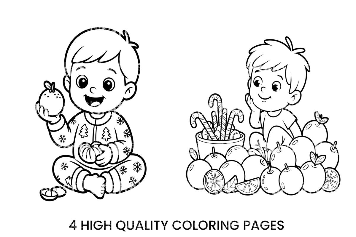 Cute Kids with FruitsFun Coloring Books