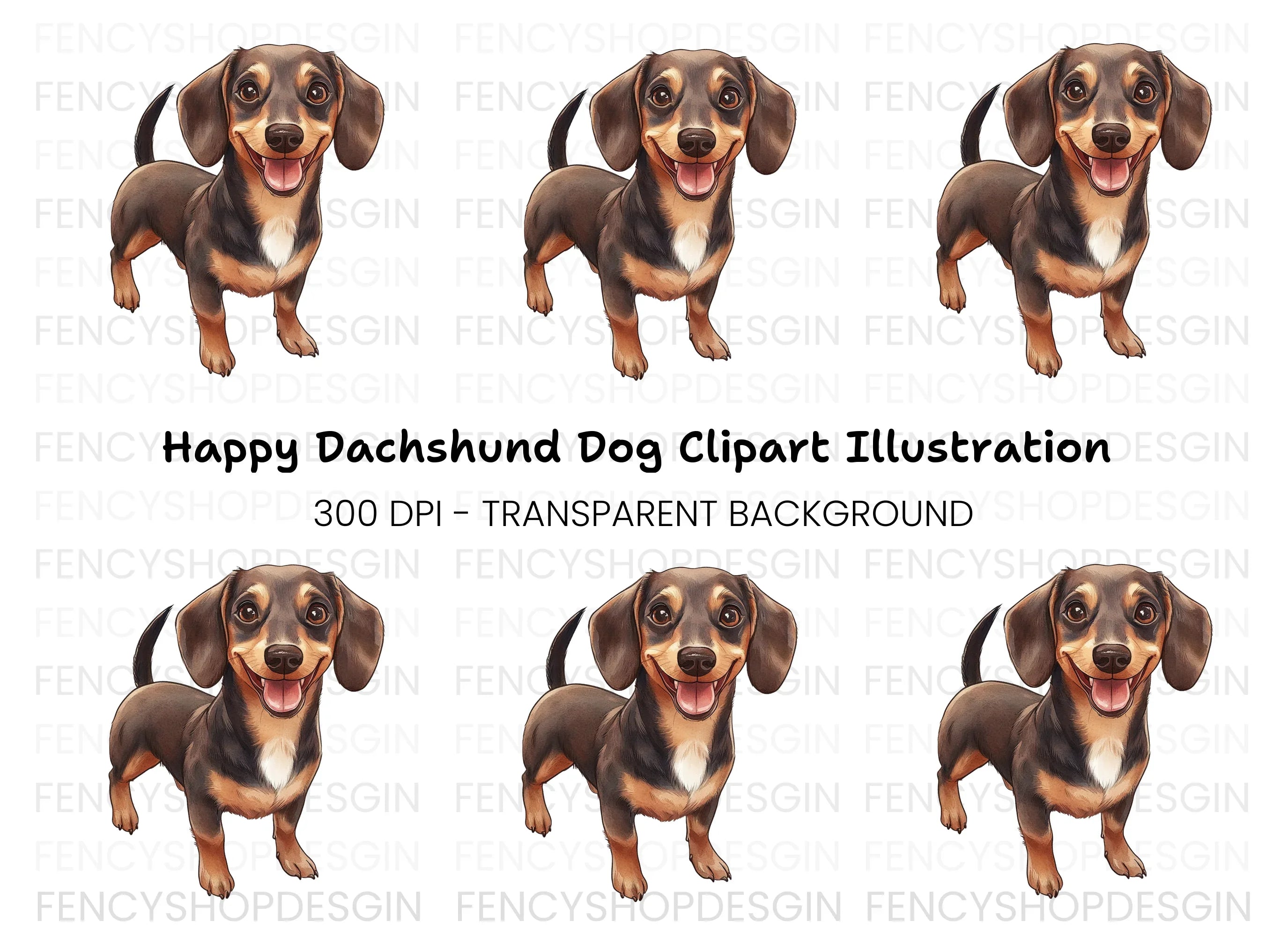 Happy Dachshund Puppy Clipart Bundle