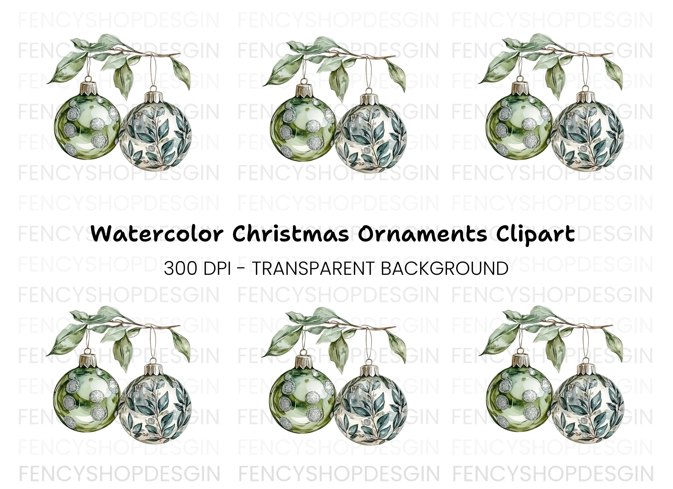 Christmas Ornaments Clipart Bundle