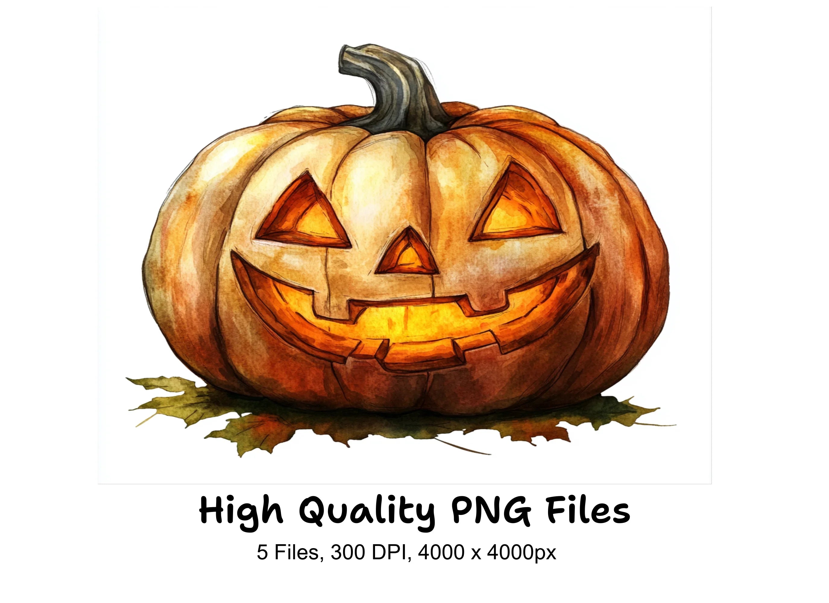 Glowing Jack Lanterns Clipart Bundle