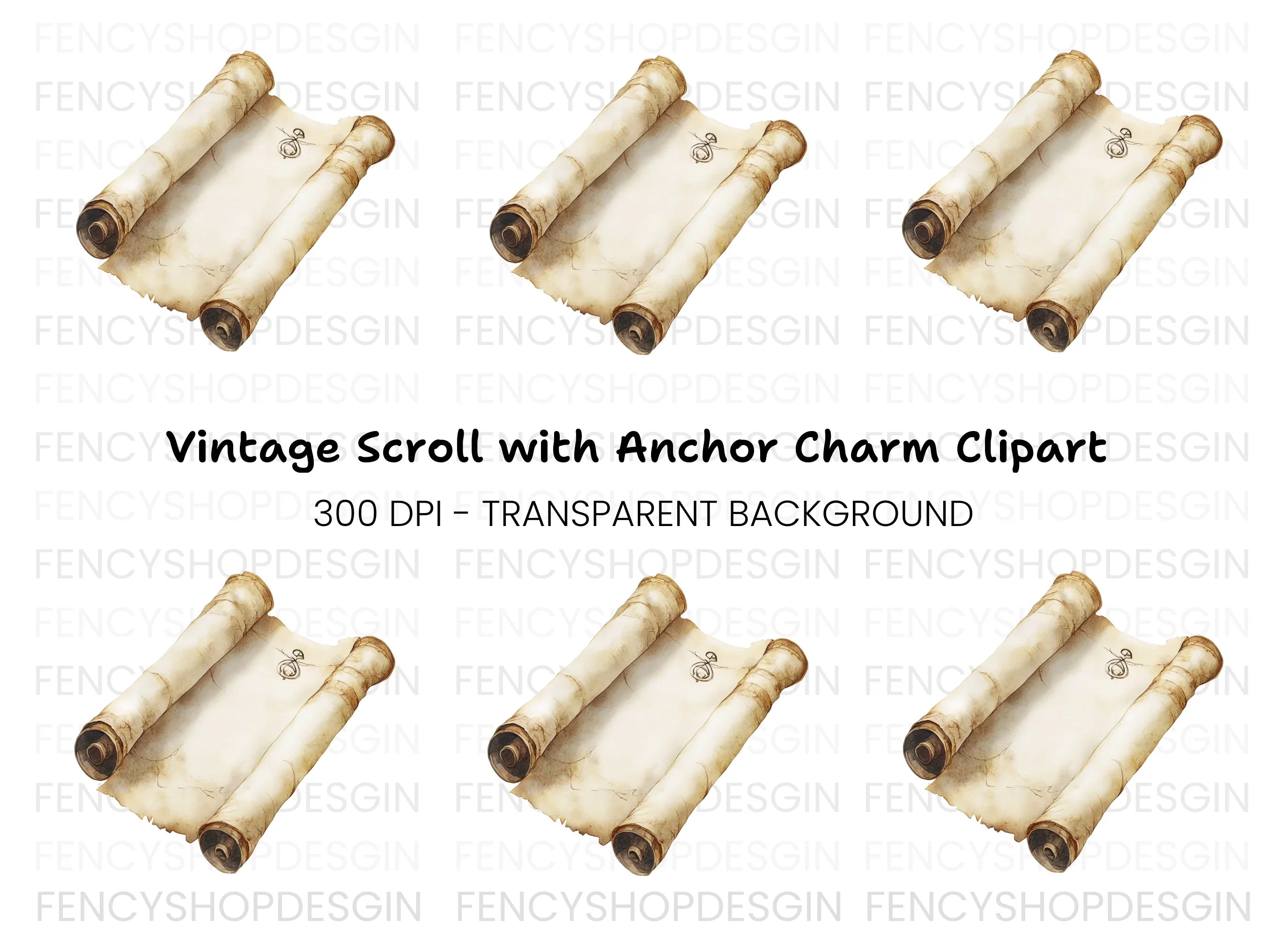 Vintage Scroll Blank Parchment Clipart Bundle