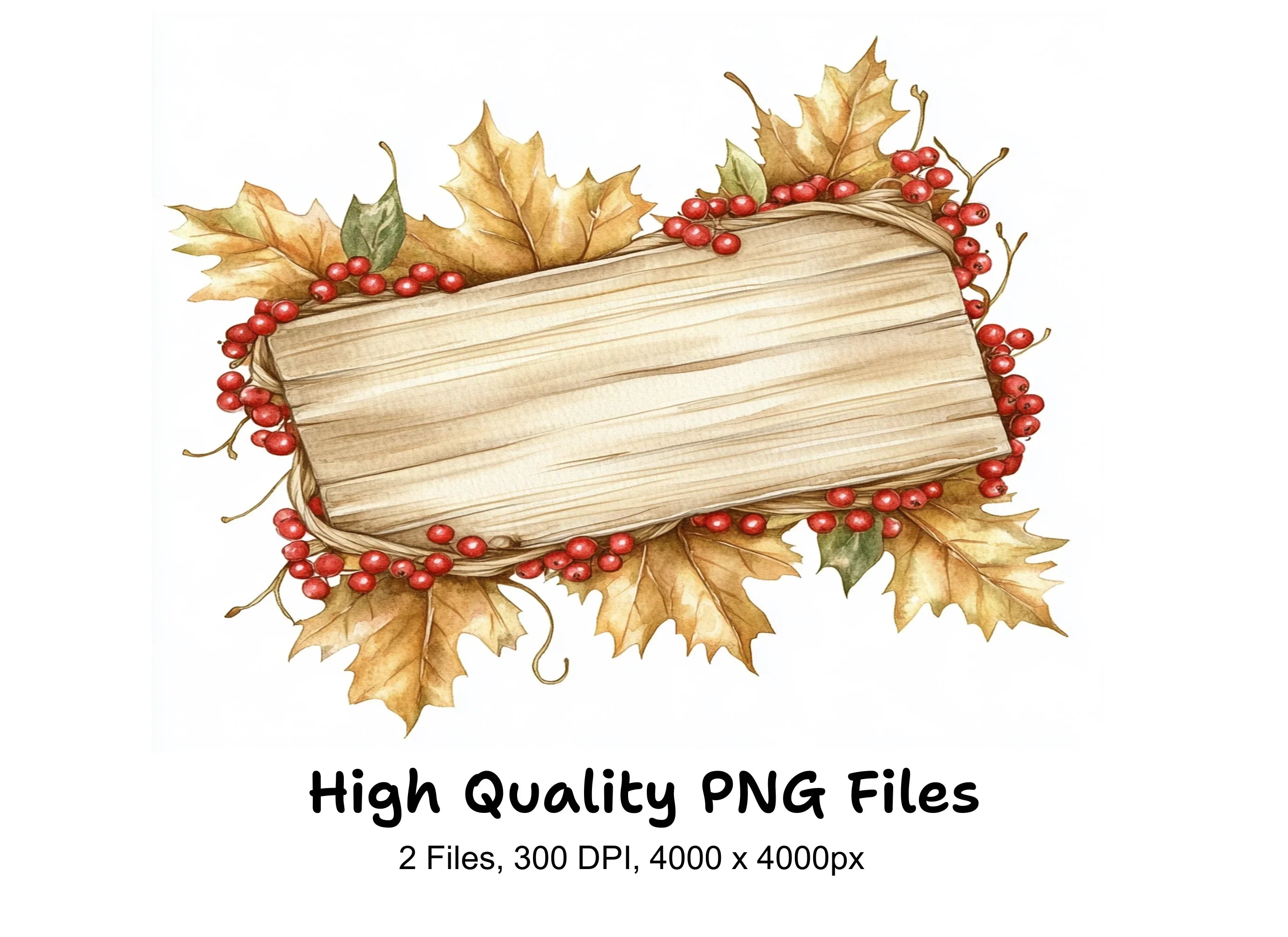 Autumn Wood Sign Clipart Bundle
