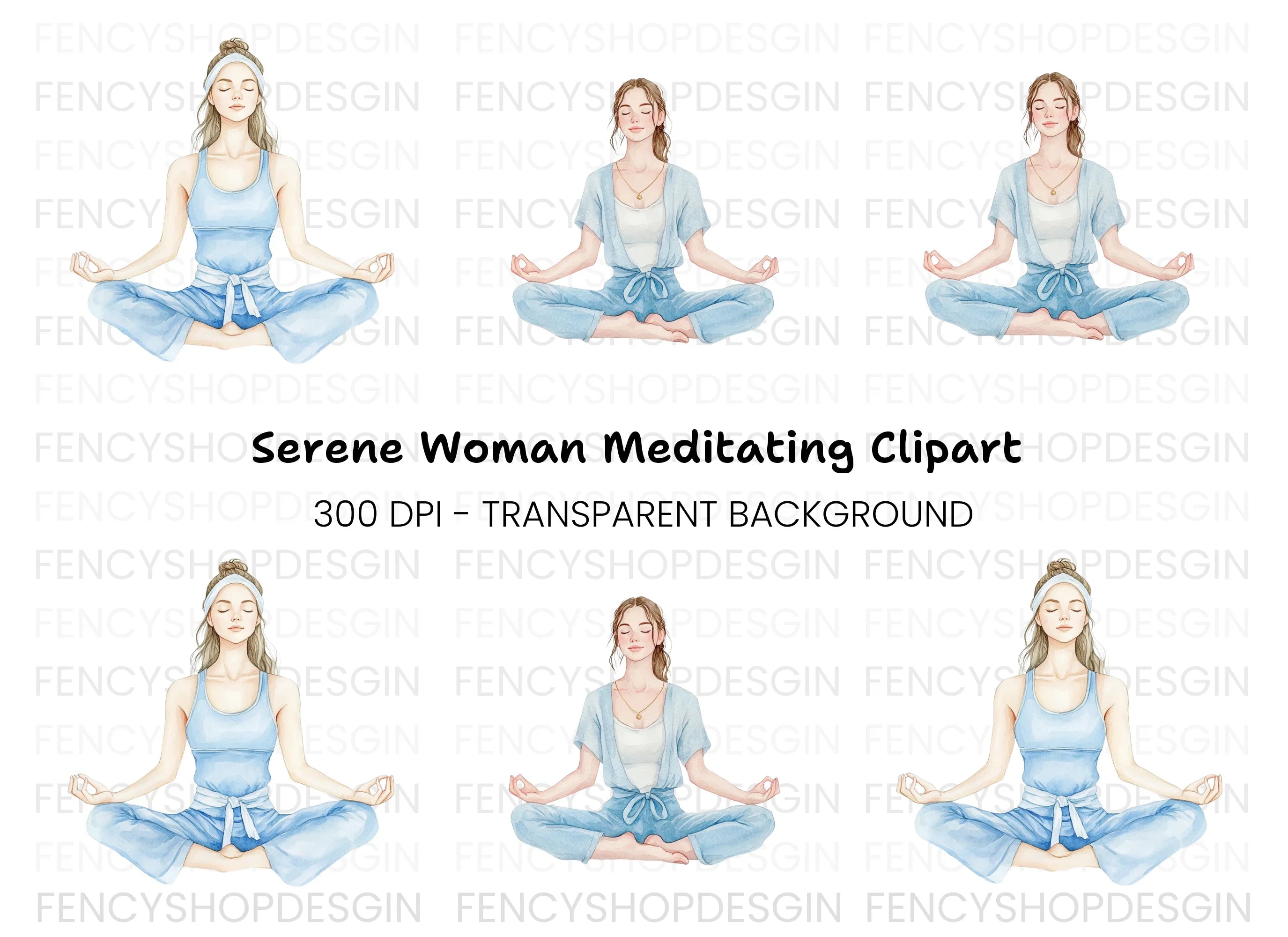 Yoga Women for Serenity Clipart Bundle