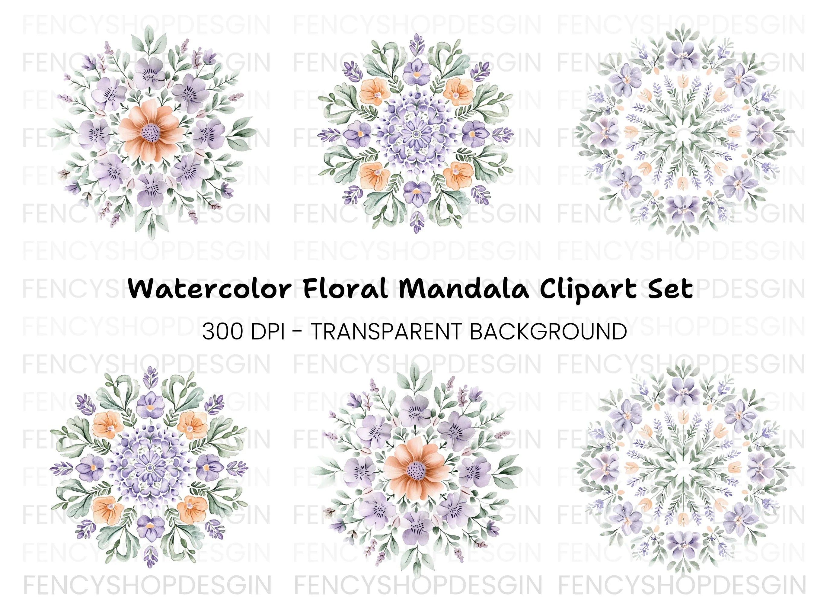 Floral Mandala Clipart Bundle