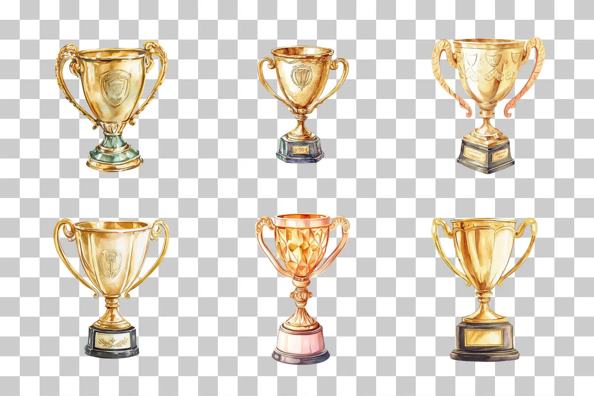 Gold Trophy Award Cup Clipart Bundle - CraftNest - Digital Crafting and Art