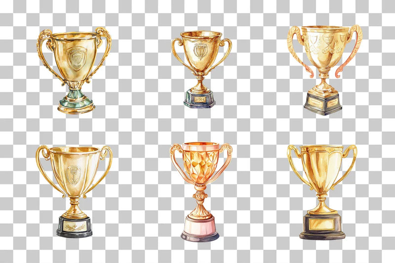 Gold Trophy Award Cup Clipart Bundle - CraftNest - Digital Crafting and Art
