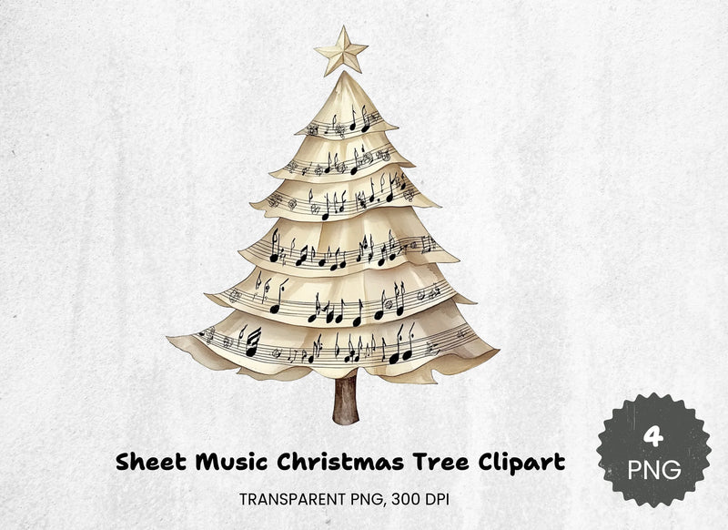 Christmas Tree Clipart Bundle: Festive Sheet Music Designs - CraftNest - Digital Crafting and Art