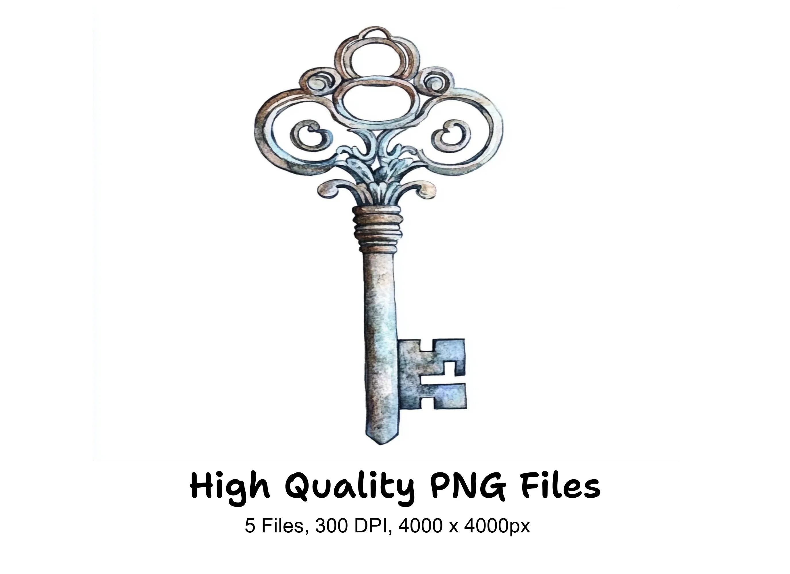 Ornate Antique Keys Clipart Bundle