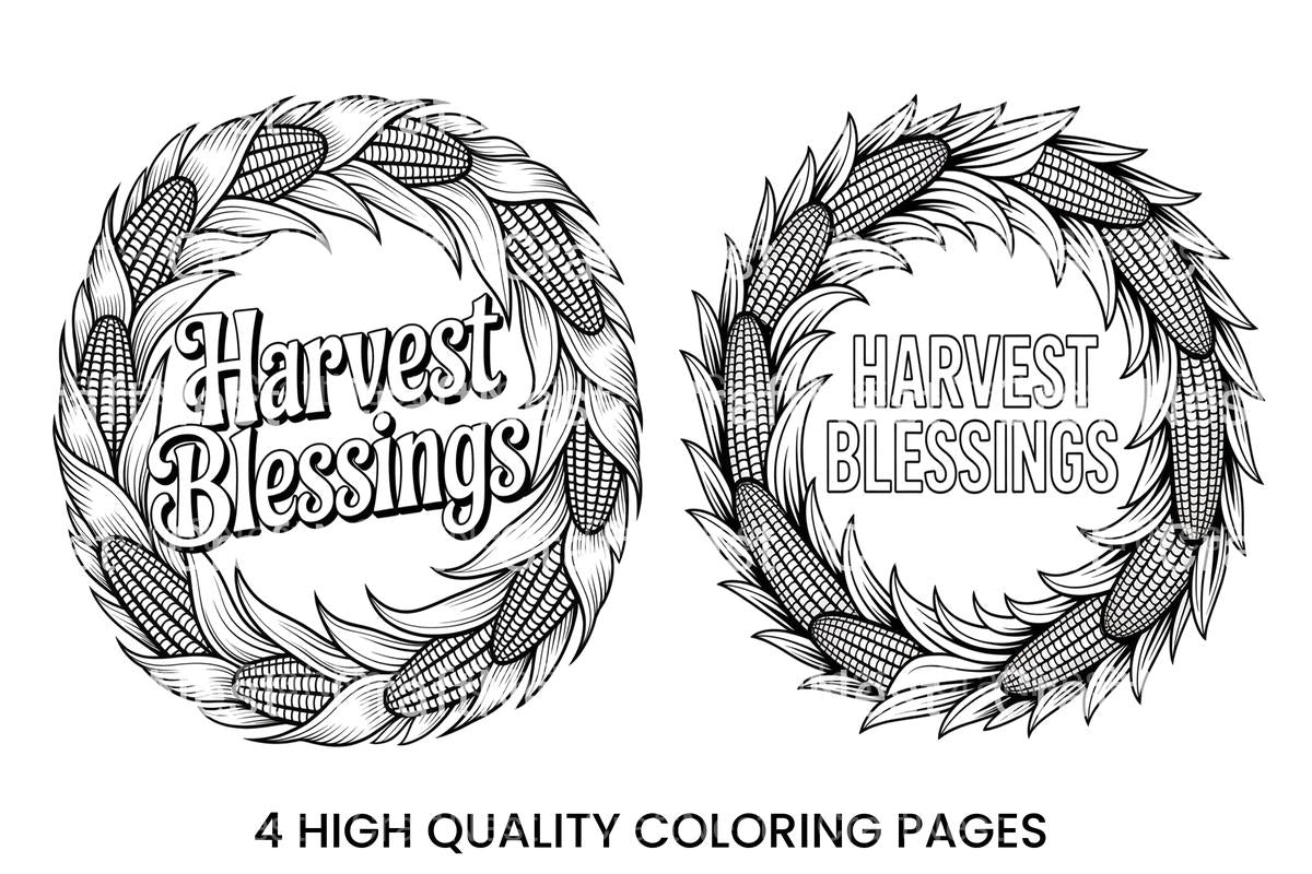Harvest Blessings Corn Wreath Coloring Books