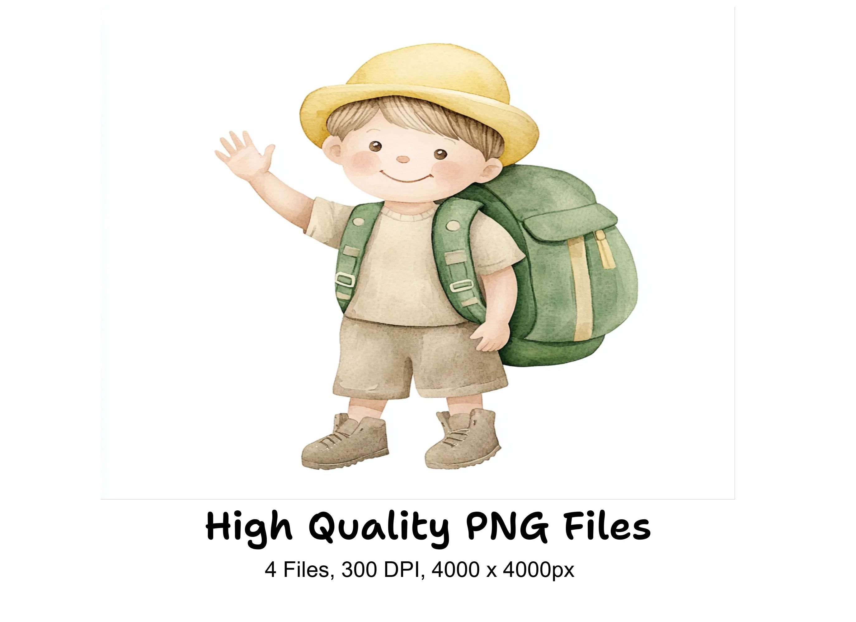 Cute Kids Hiking Adventure Clipart Bundle