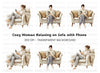 Relaxing Woman on Couch Clipart Bundle