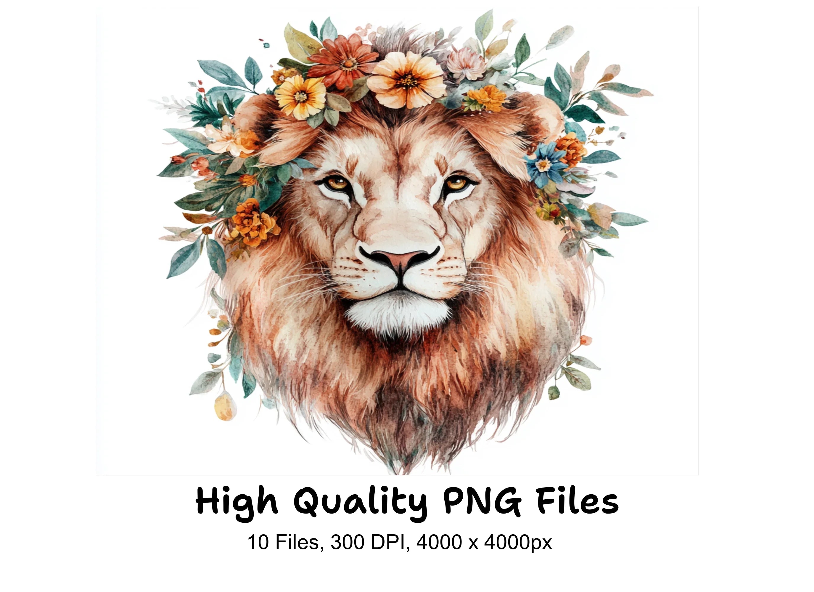 Floral Lion King Clipart Bundle