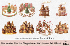 Festive Gingerbread Cat Houses Clipart Bundle - CraftNest - Digital Crafting and Art