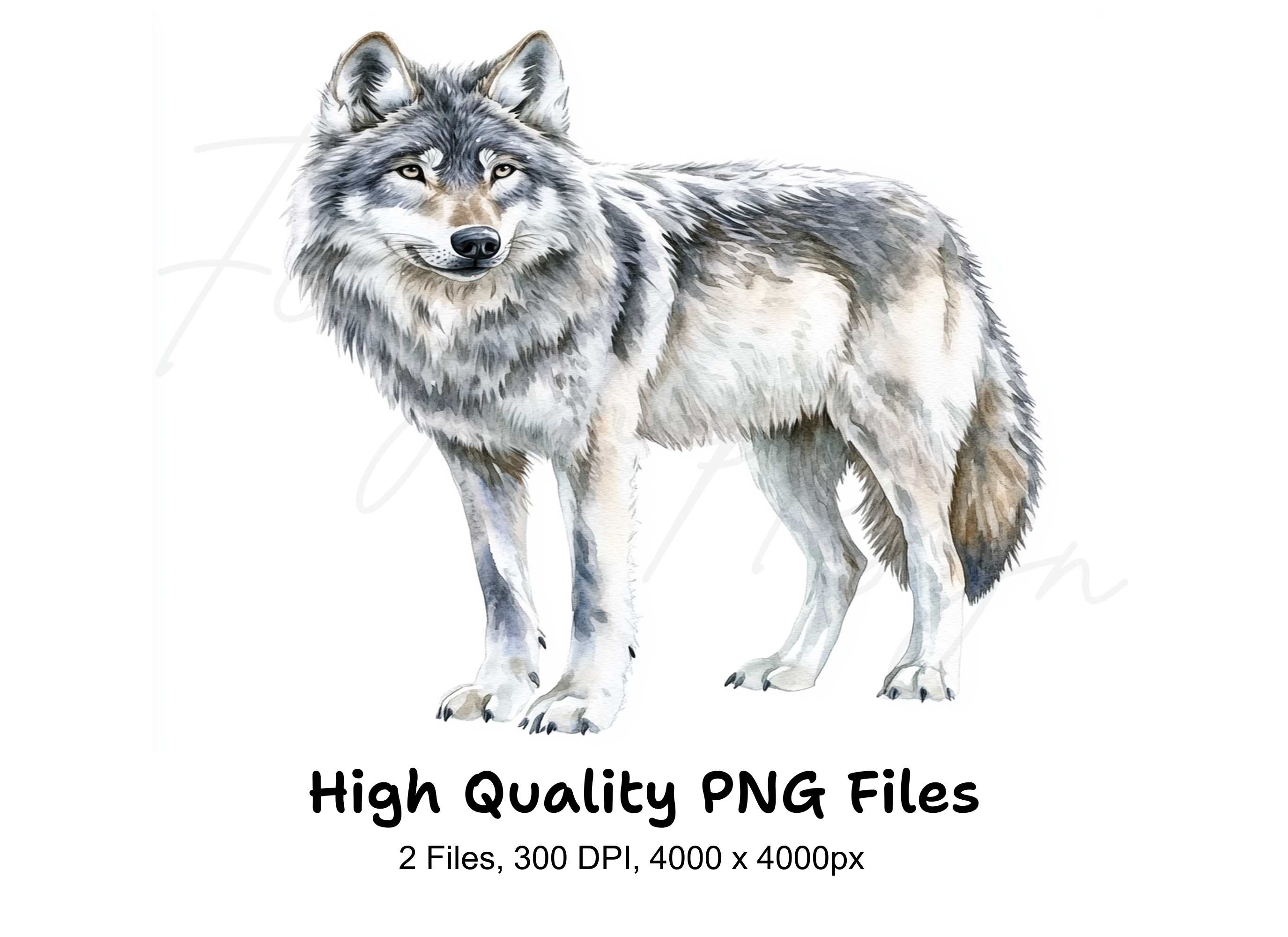Majestic Gray Wolf Clipart Bundle