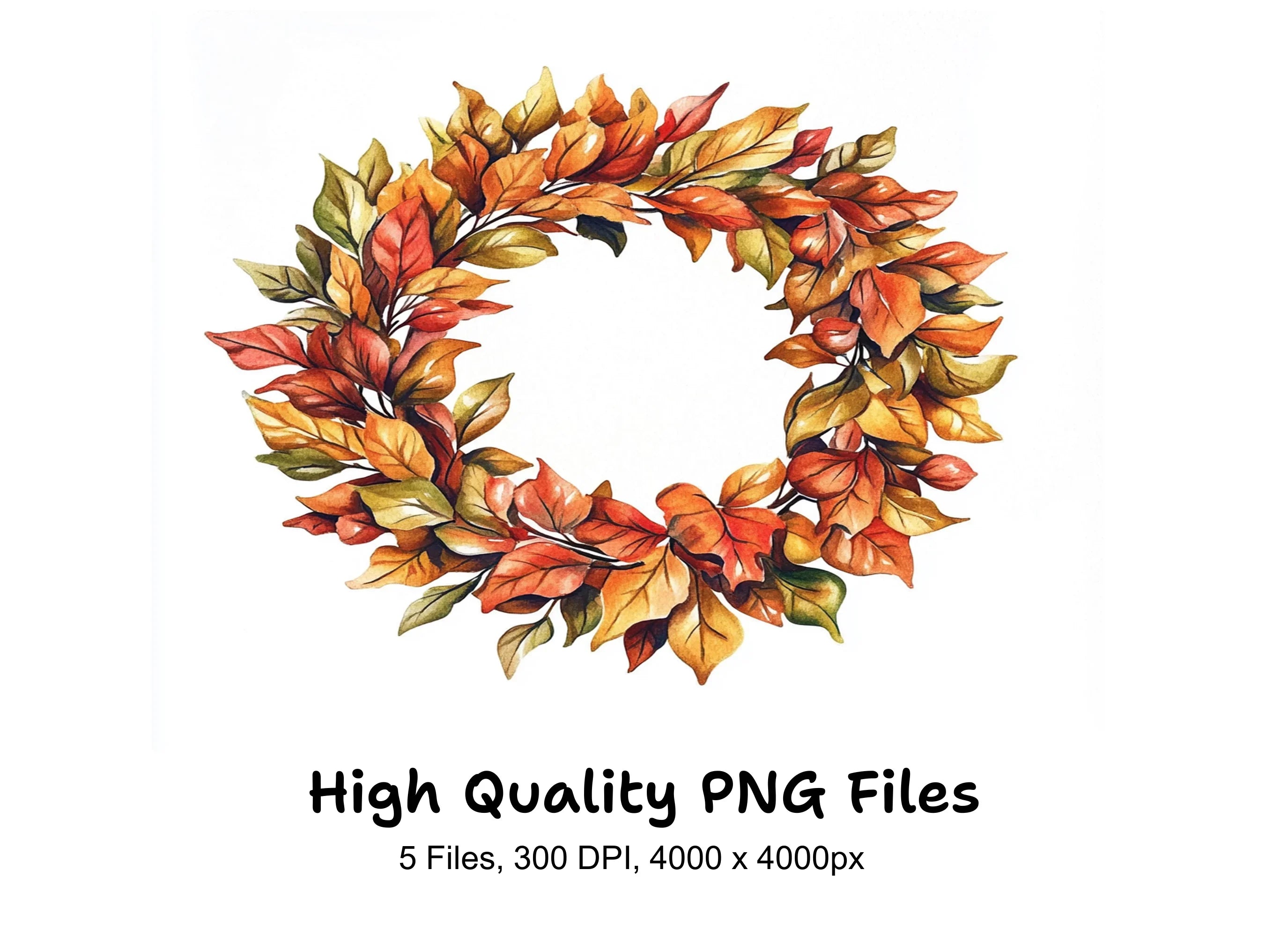 Autumn Leaf Wreaths Clipart Bundle