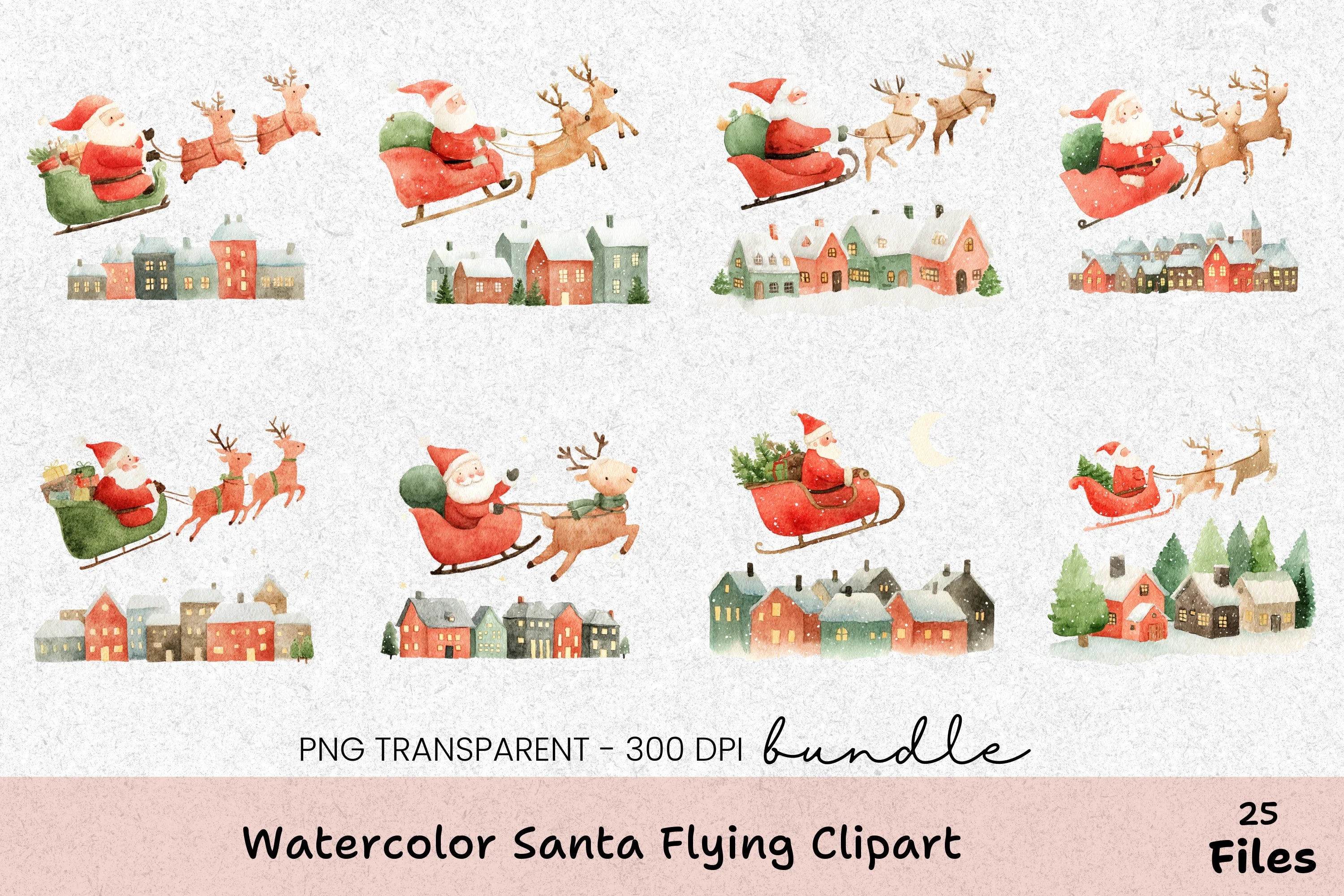 Santa Flying Clipart Bundle - CraftNest - Digital Crafting and Art