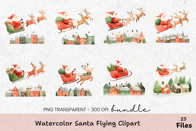 Santa Flying Clipart Bundle - CraftNest - Digital Crafting and Art