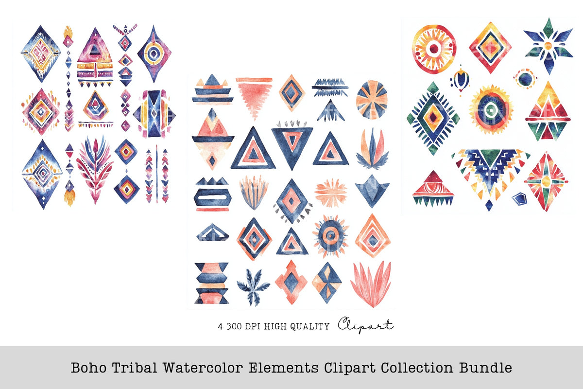 Boho Tribal Elements Clipart Bundle