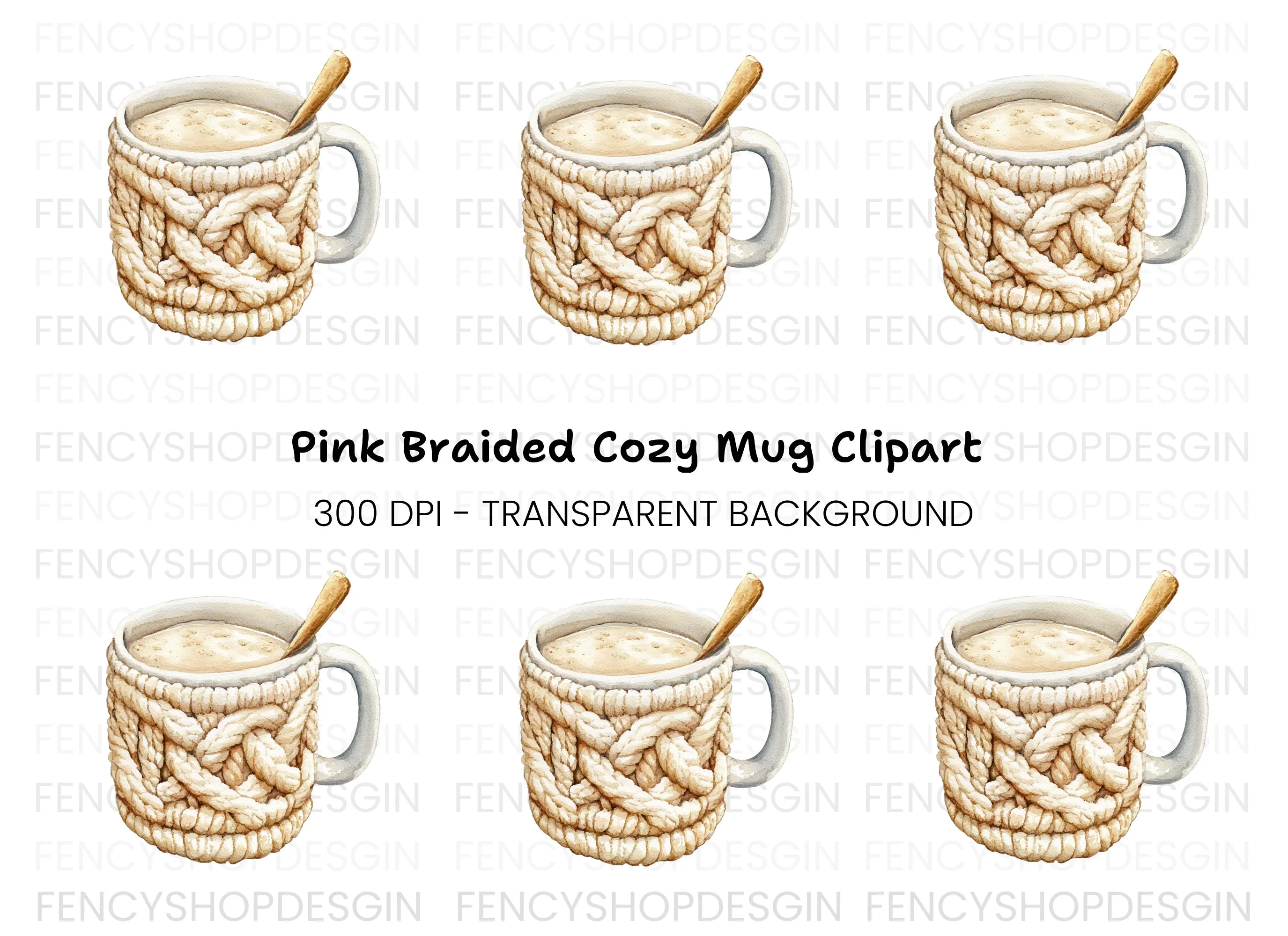 Cozy Knitted Warm Drink Clipart Bundle