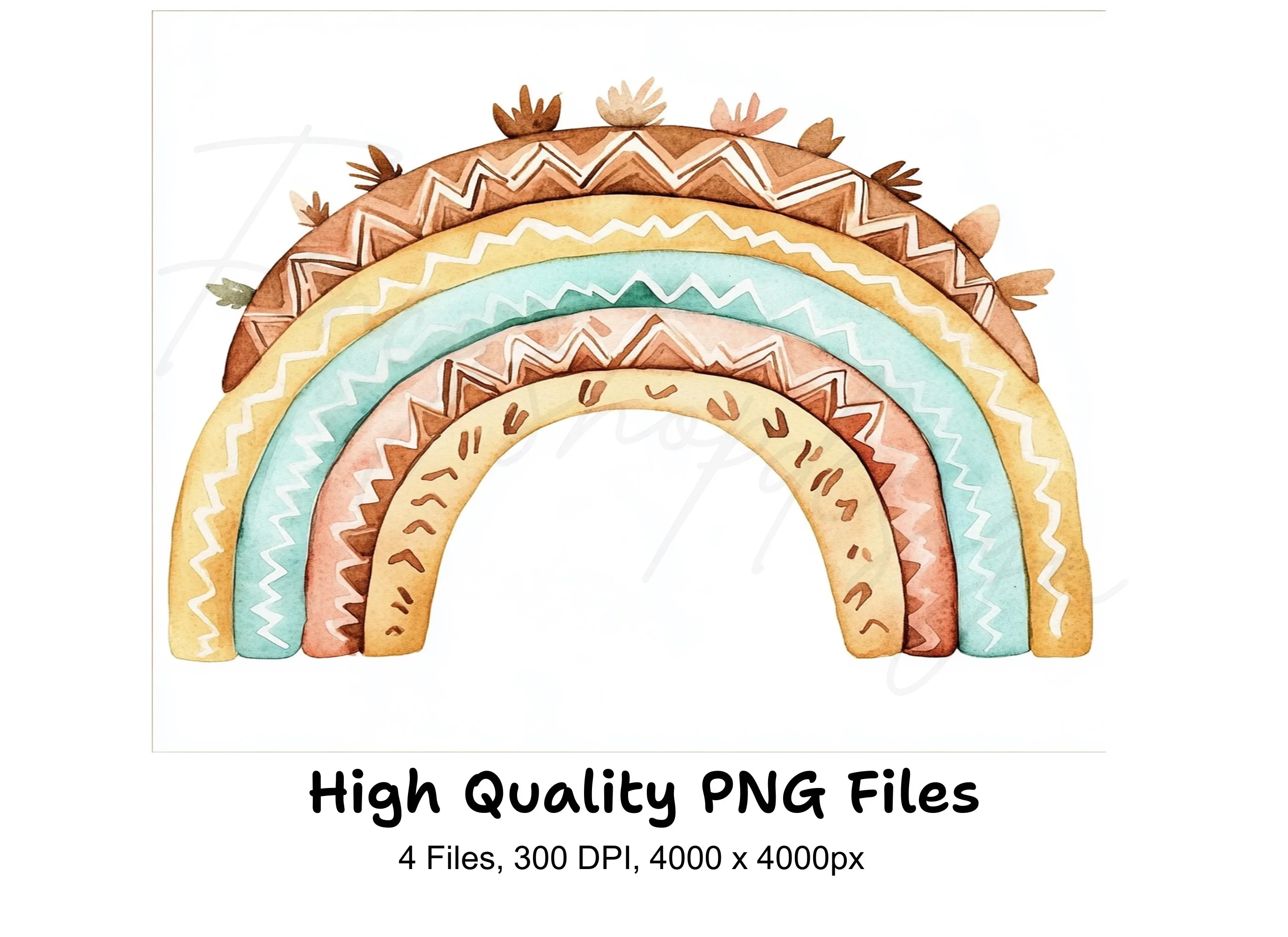 Tribal Rainbow Clipart Bundle