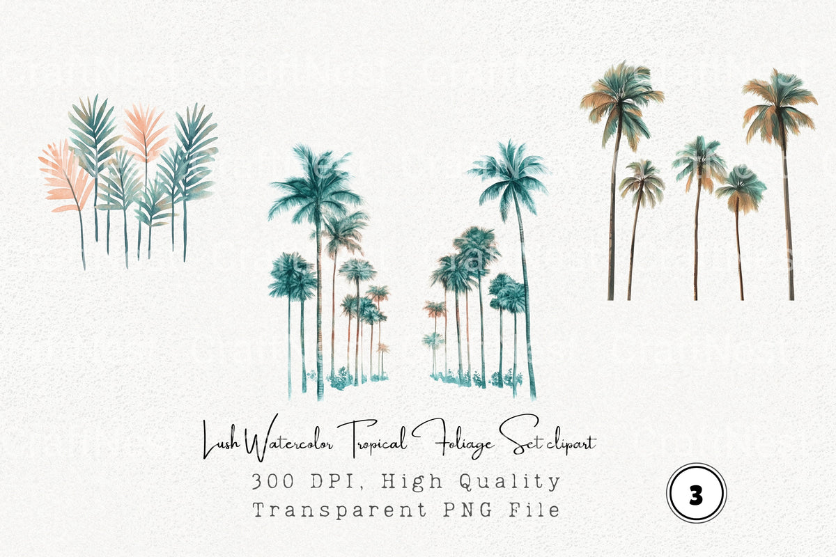 Lush Tropical Foliage Clipart Bundle