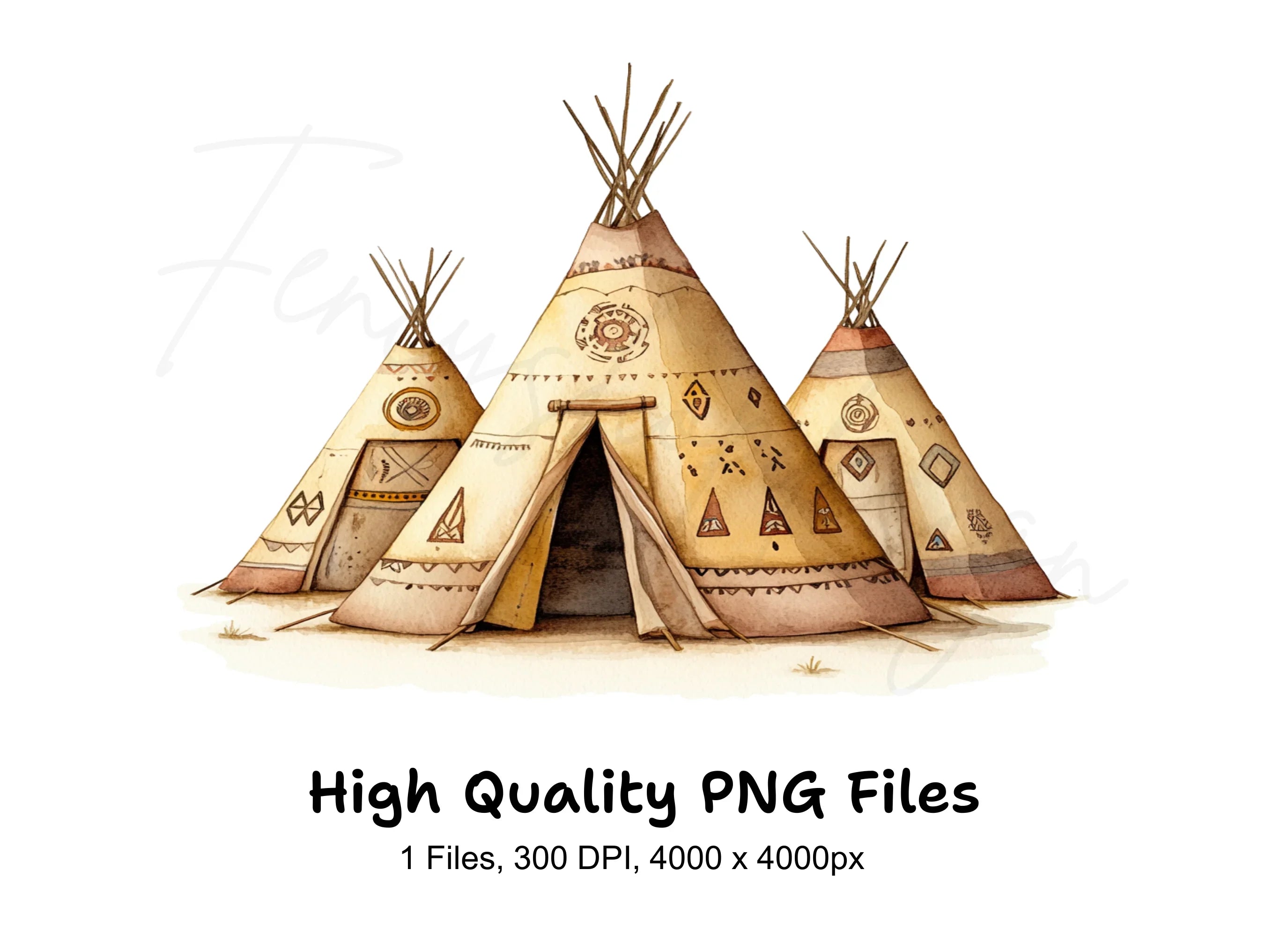 Native American Teepee Village Clipart Bundle