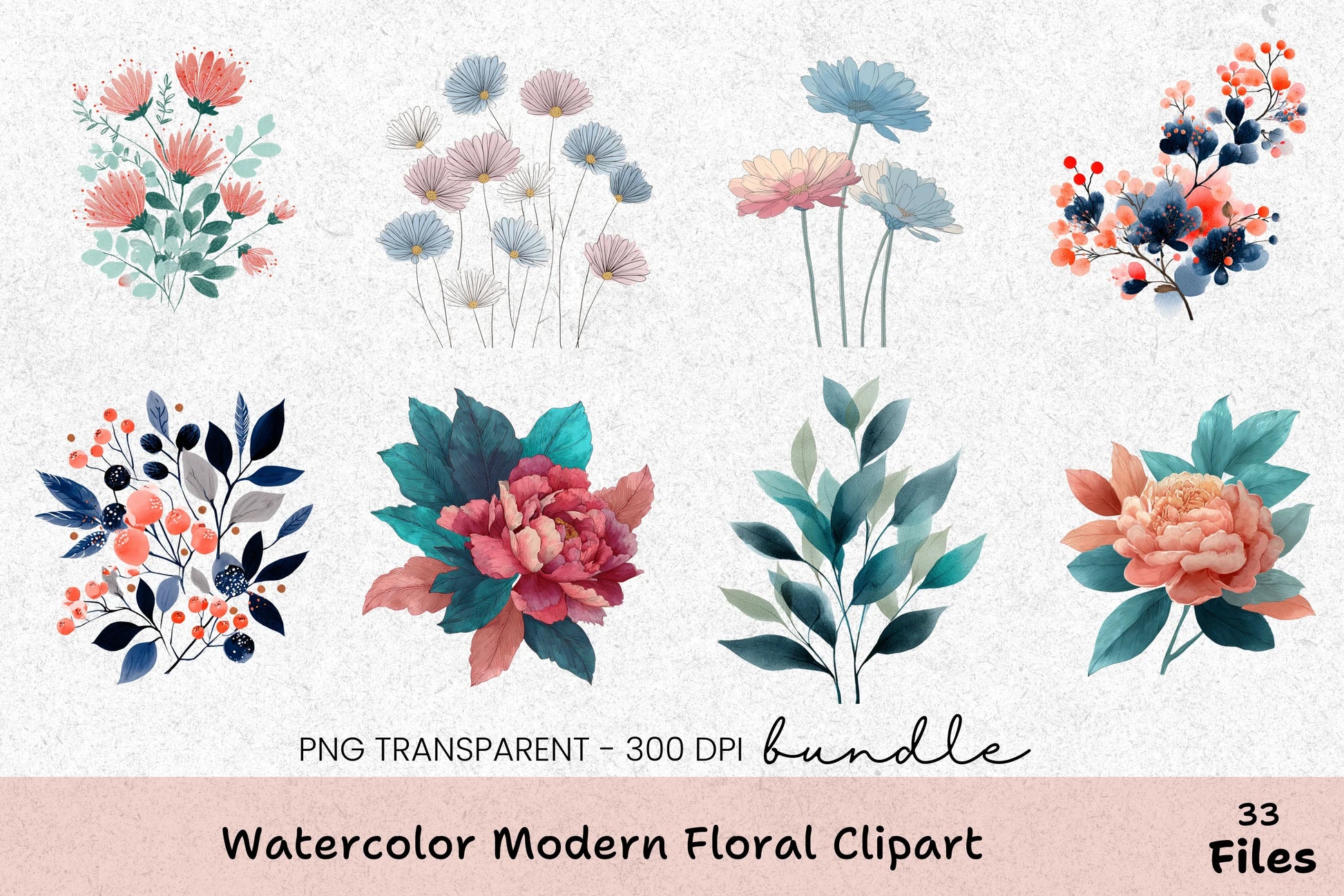 Modern Floral Clipart Bundle - Elegant Designs for Creative Projects - CraftNest - Digital Crafting and Art