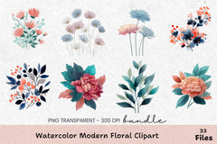 Modern Floral Clipart Bundle - Elegant Designs for Creative Projects - CraftNest - Digital Crafting and Art