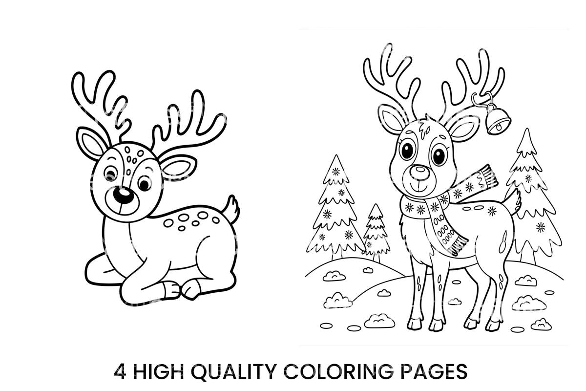 Cute Reindeer Christmas Coloring Books