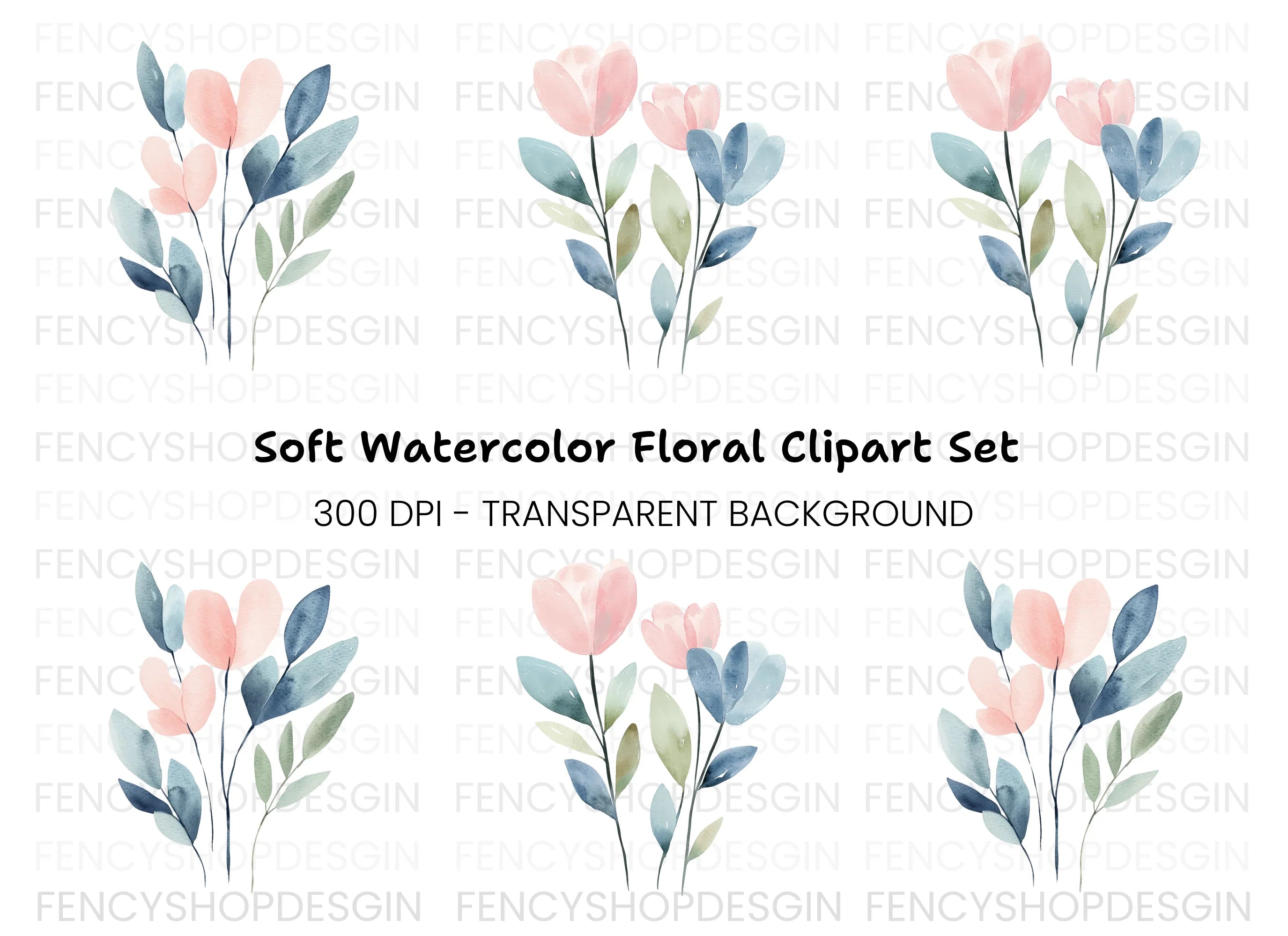 Abstract Floral Clipart Bundle
