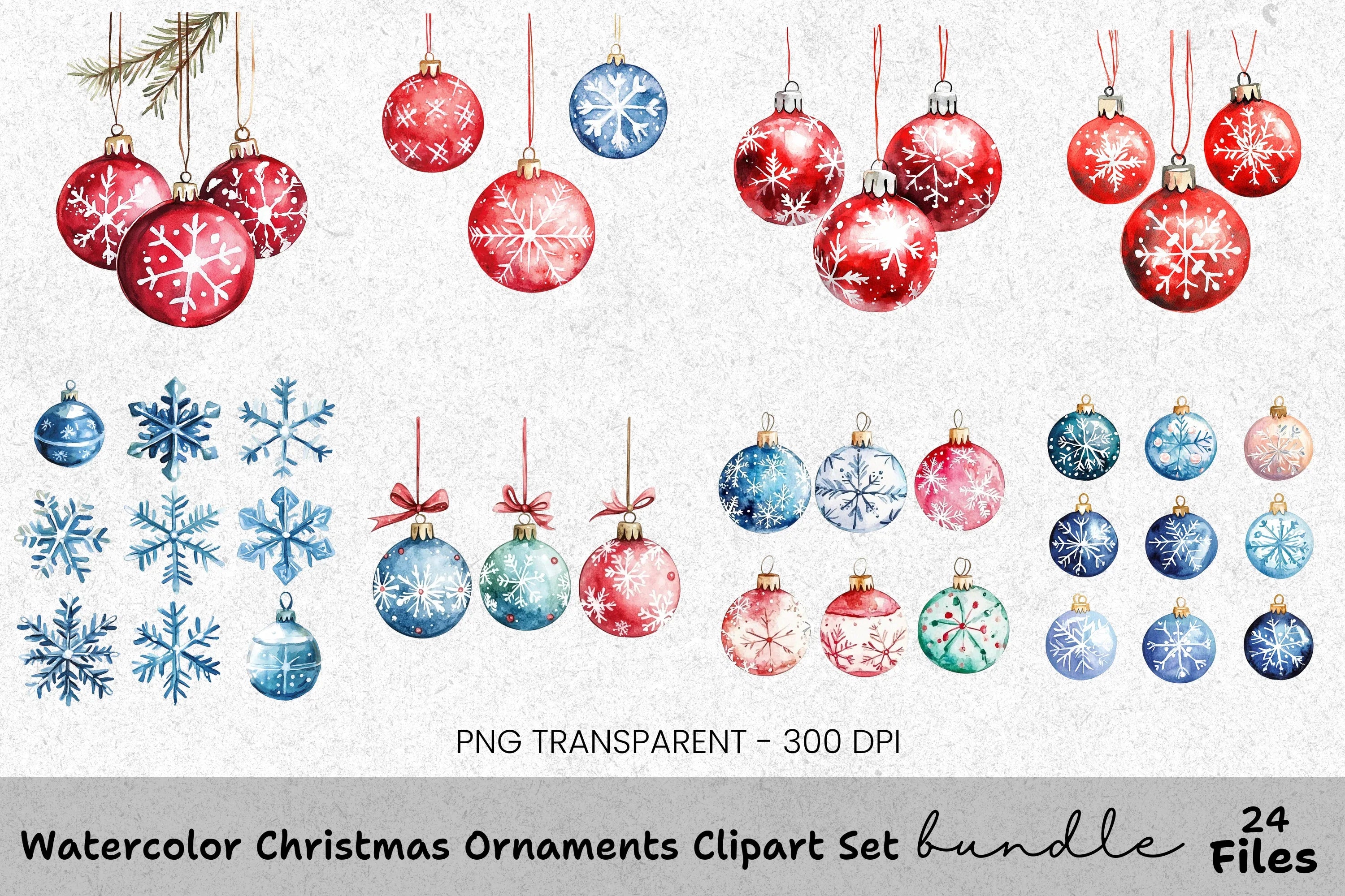 Christmas Ornaments Clipart Bundle