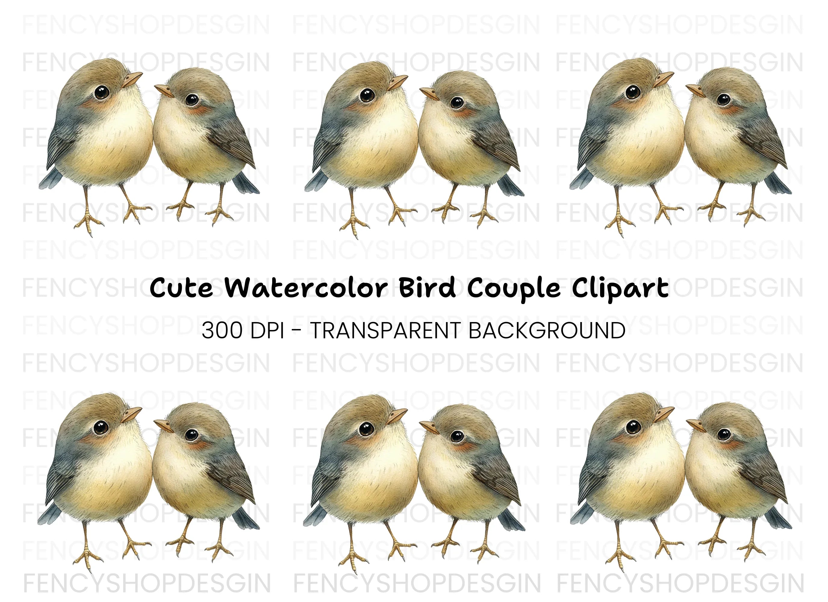 Cute Bird Couple Clipart Bundle