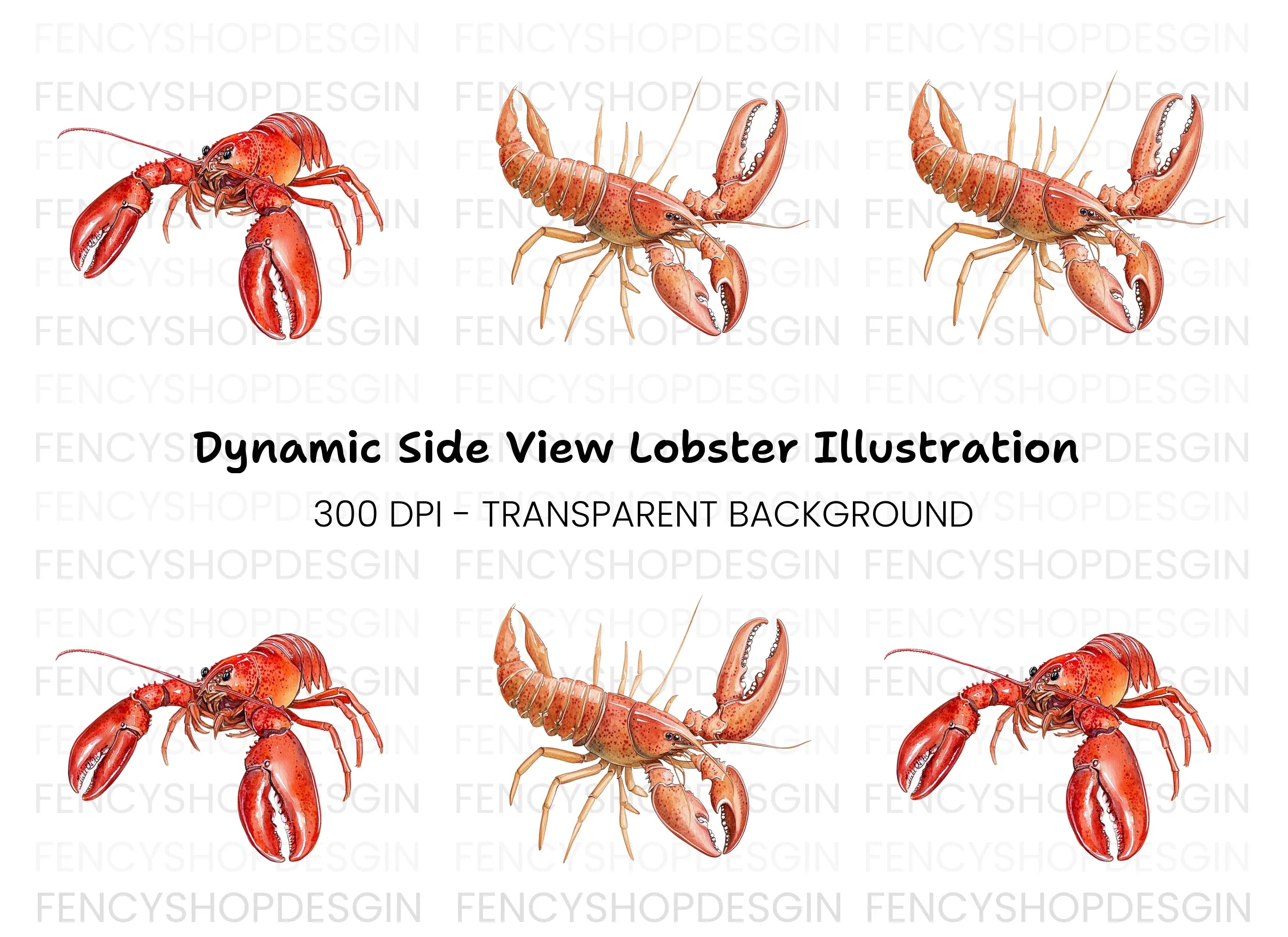Vibrant Red Lobster Clipart Bundle