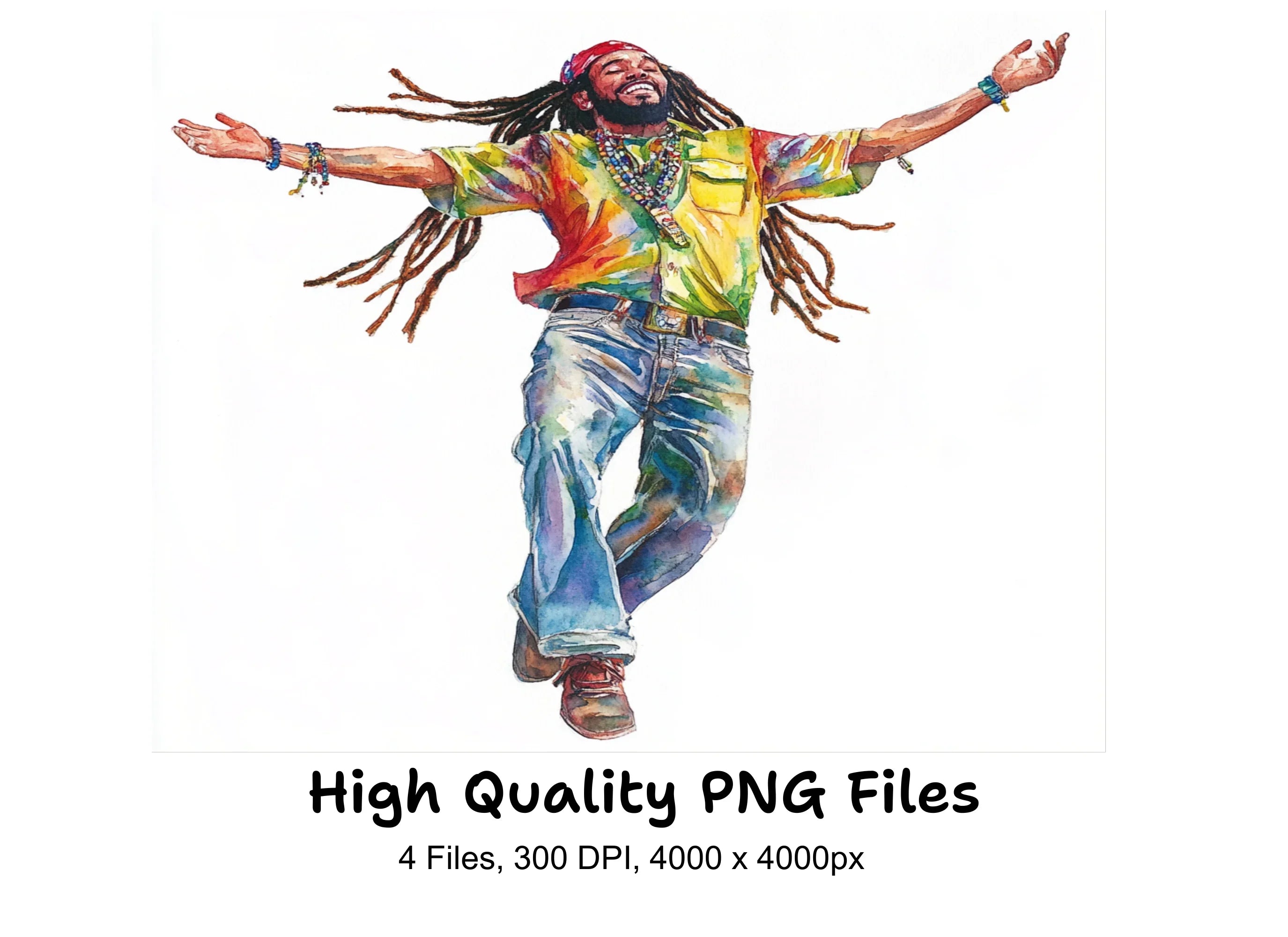 Joyful Rasta Man Dancing Clipart Bundle