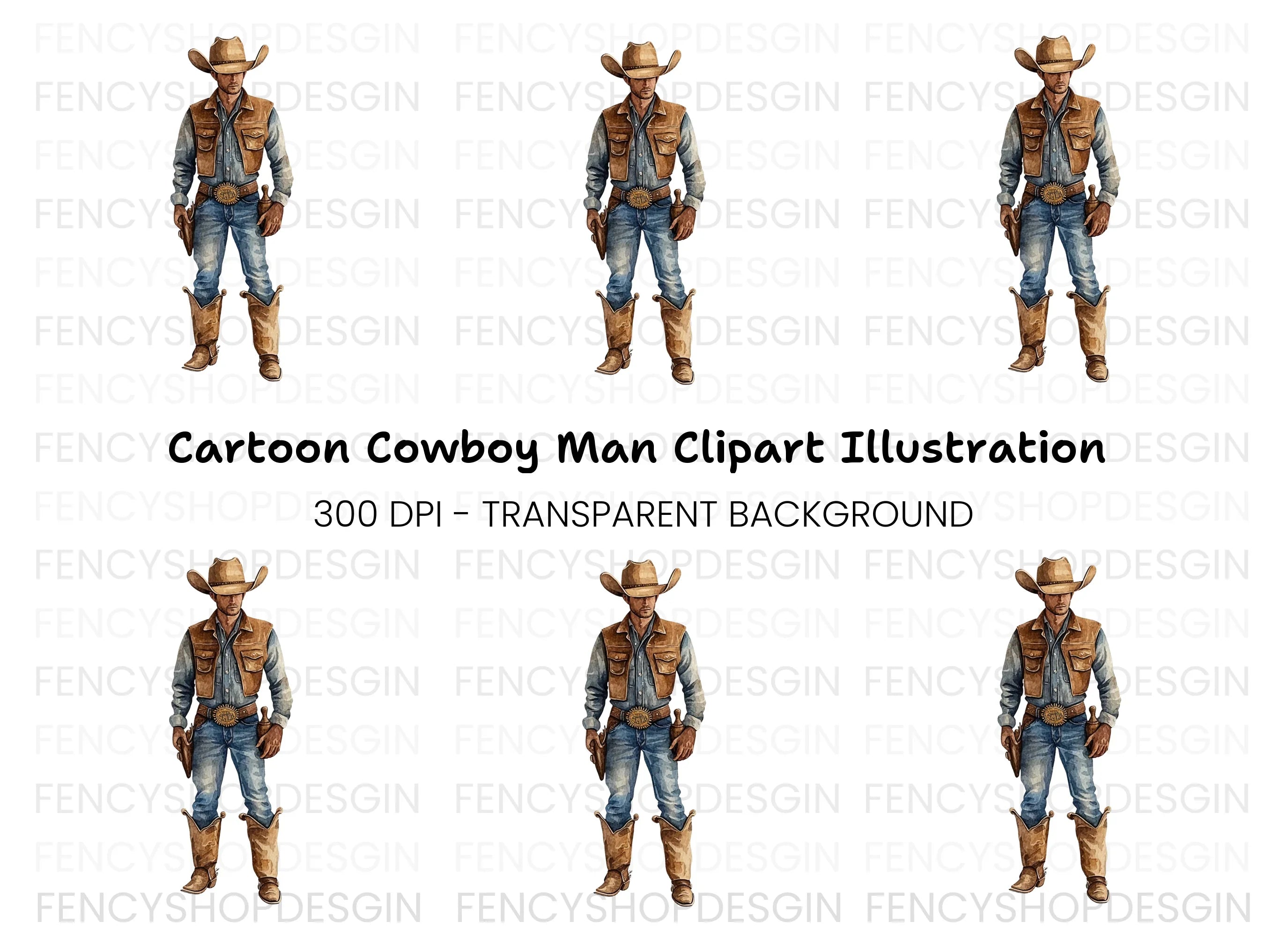 Rugged Cowboy Guns Clipart Bundle