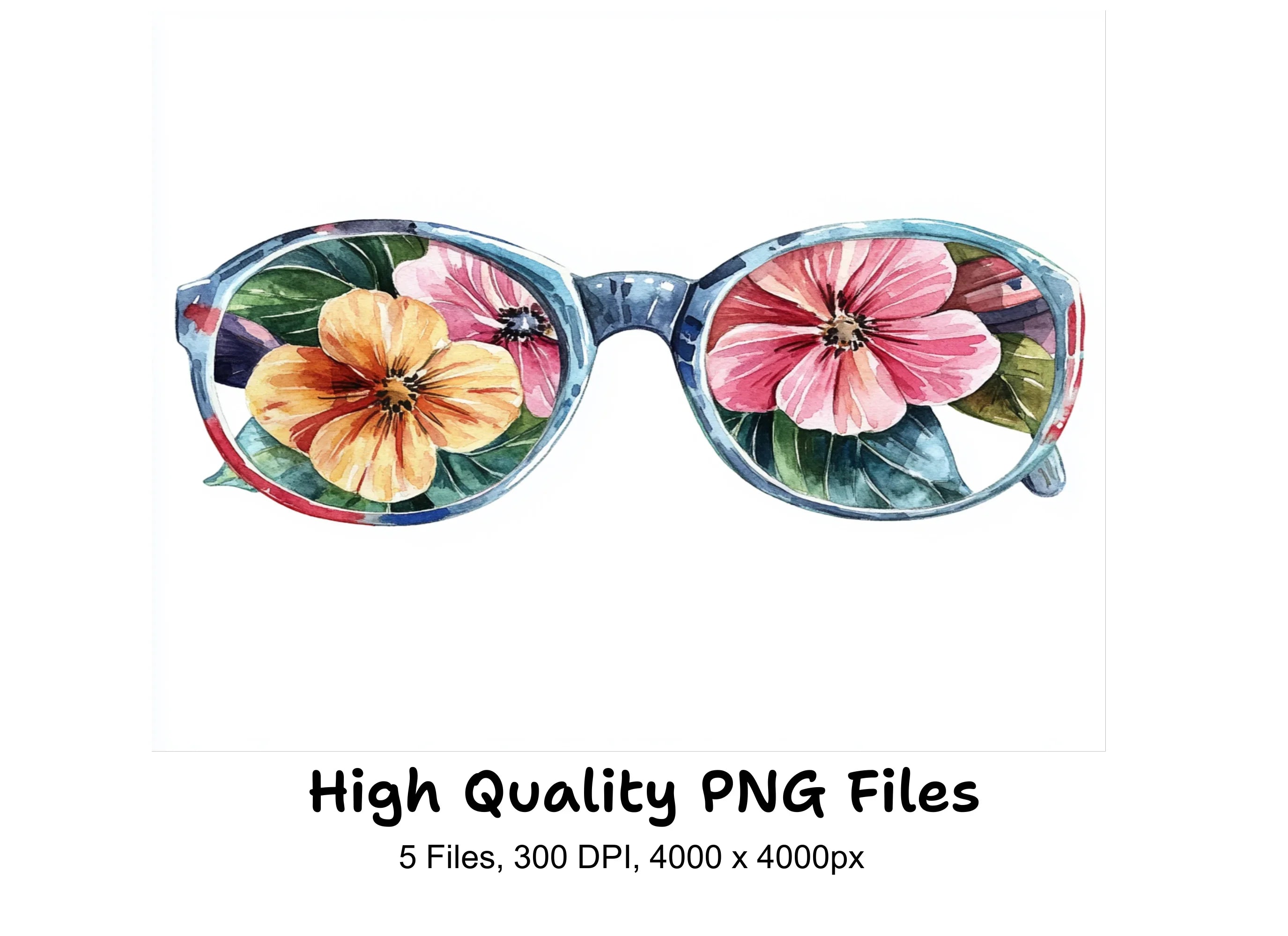 Floral Reflection Sunglasses Clipart Bundle