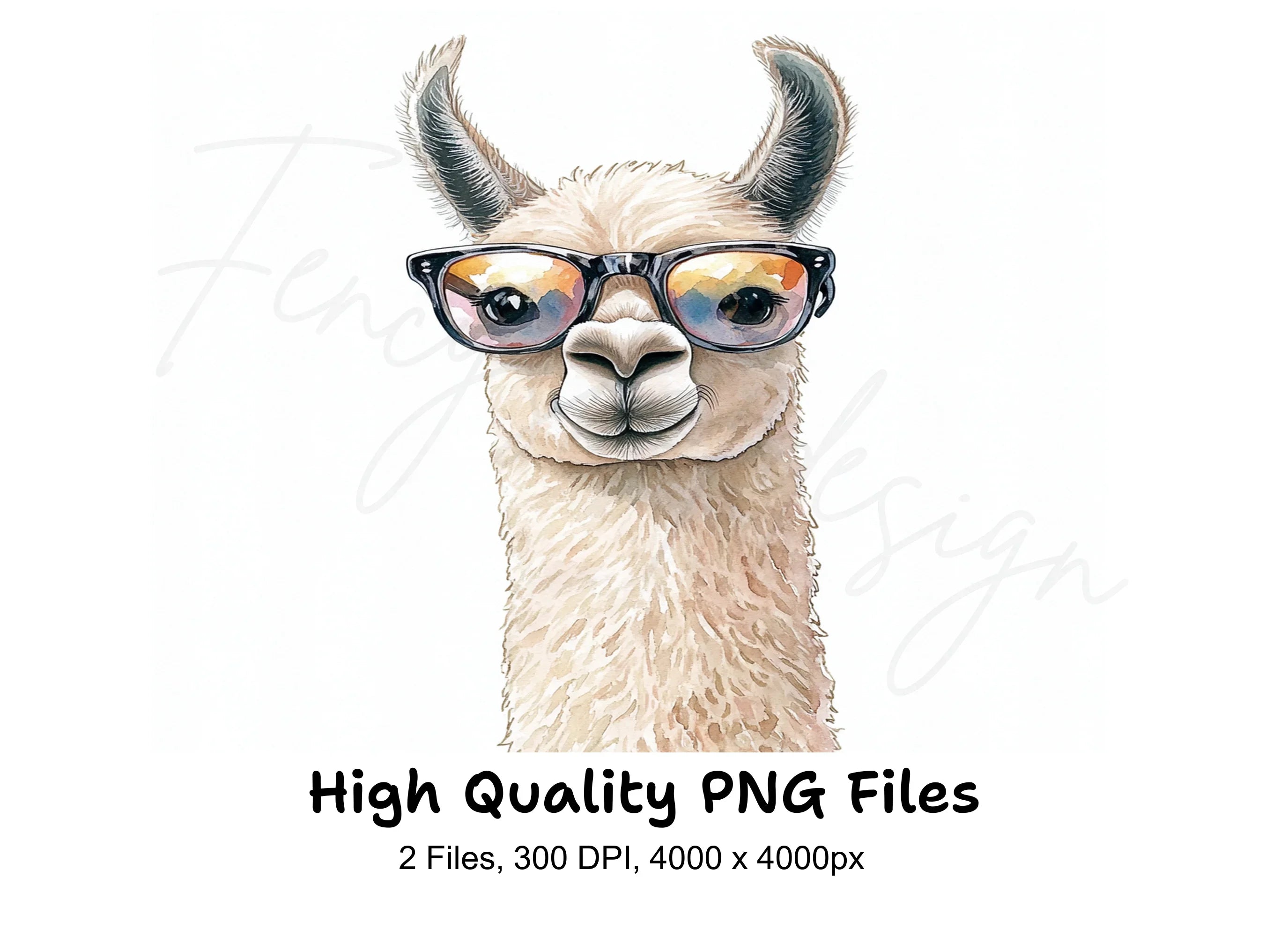 Cool Llama With Glasses Clipart Bundle