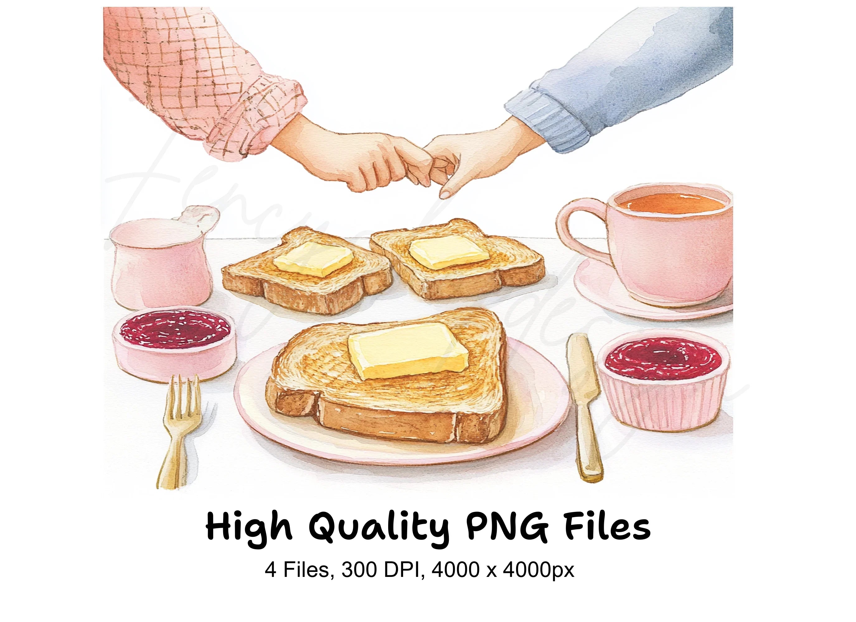 Breakfast Toast and Jam Clipart Bundle