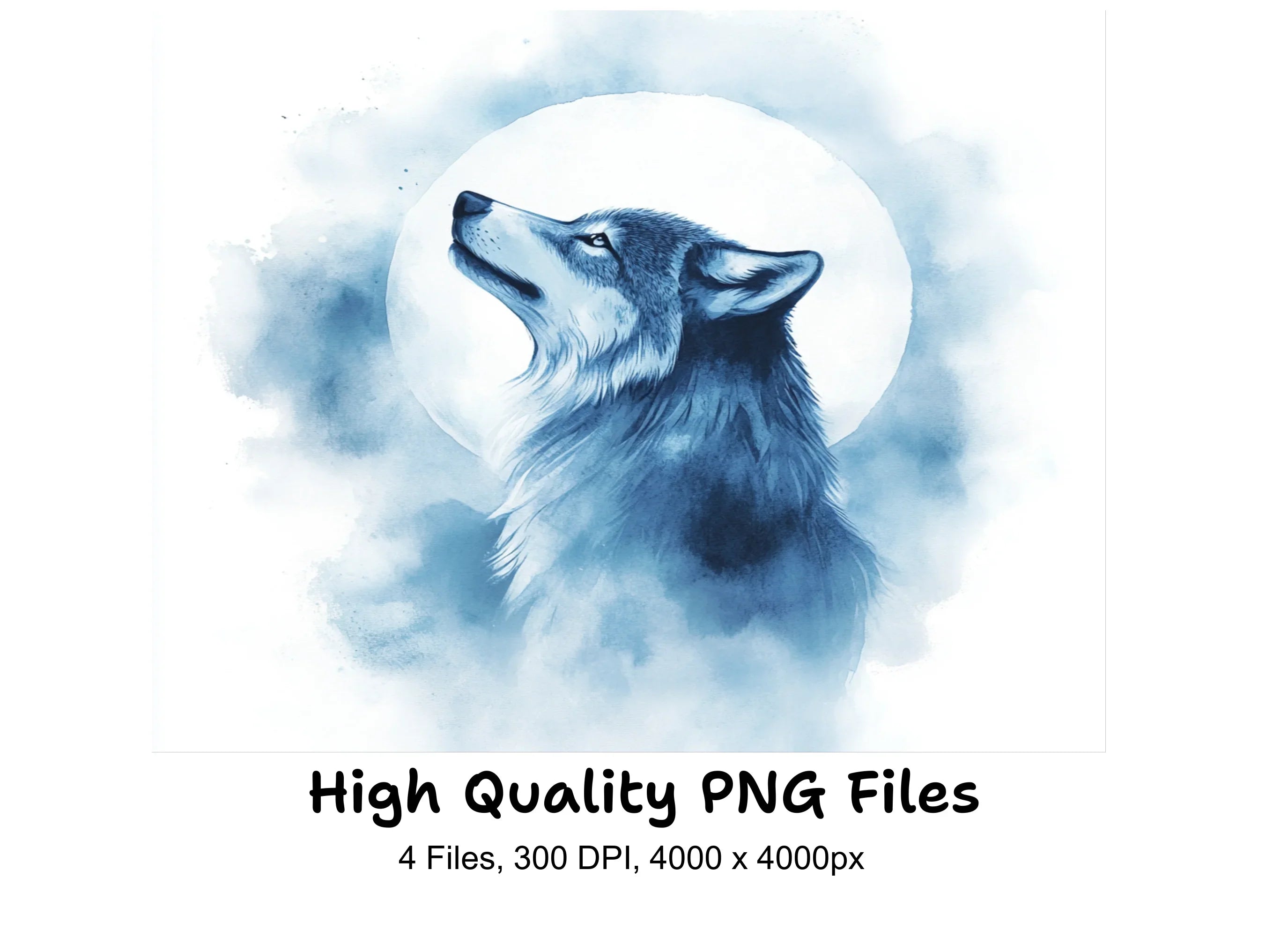Mystical Moon Wolf Clipart Bundle