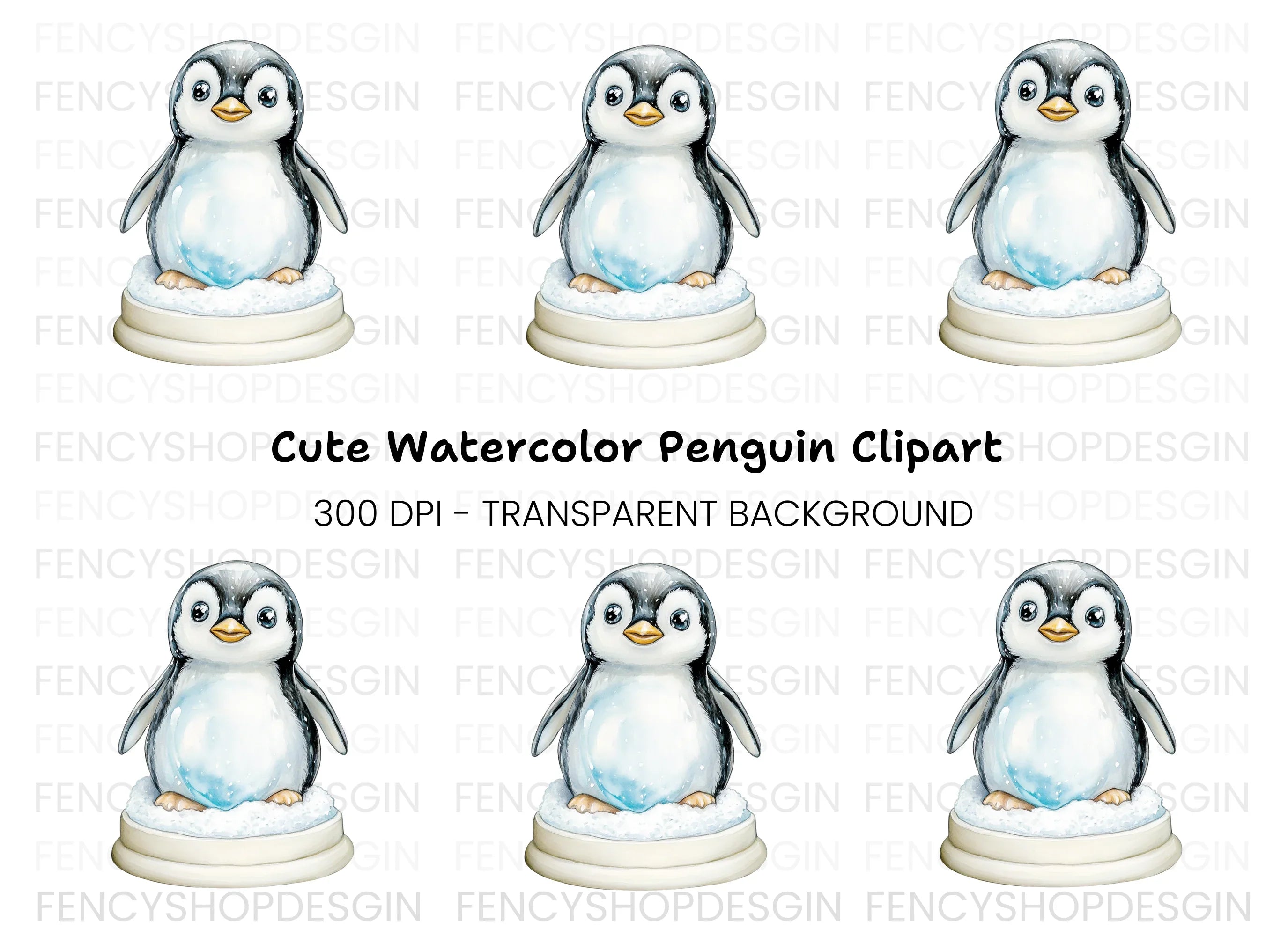 Cute Baby Penguin Winter Clipart Bundle