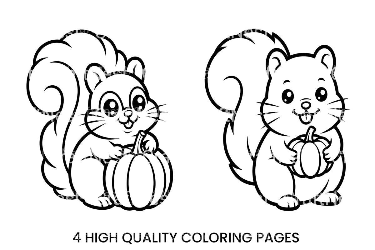 Charming Squirrel Pumpkin Coloring Books