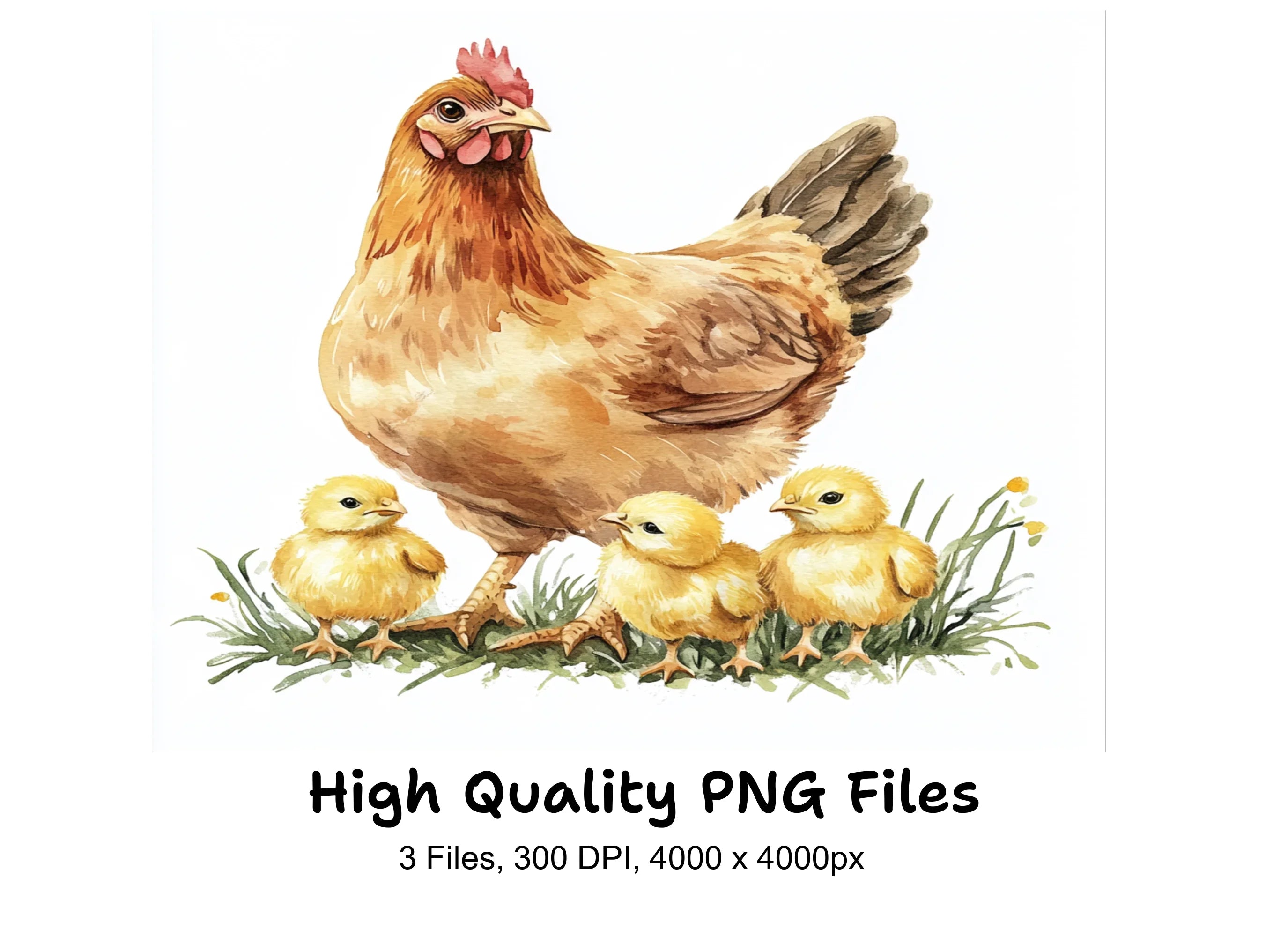 Cute Farm Animal Hen Chicks Clipart Bundle