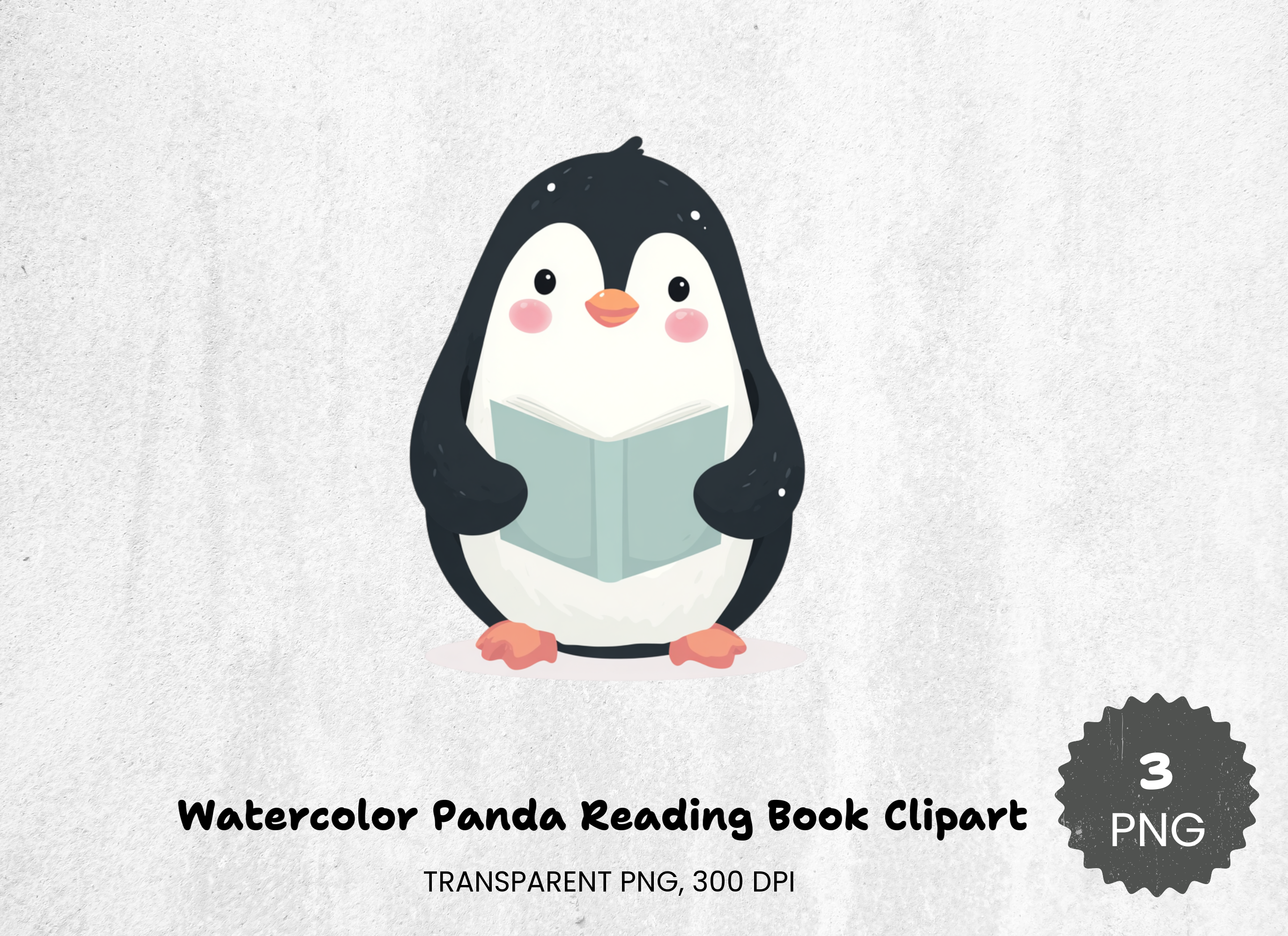Panda Reading Book Clipart Bundle