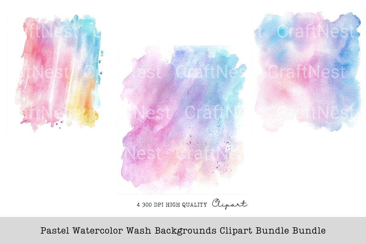 Pastel Wash Backgrounds Clipart Bundle