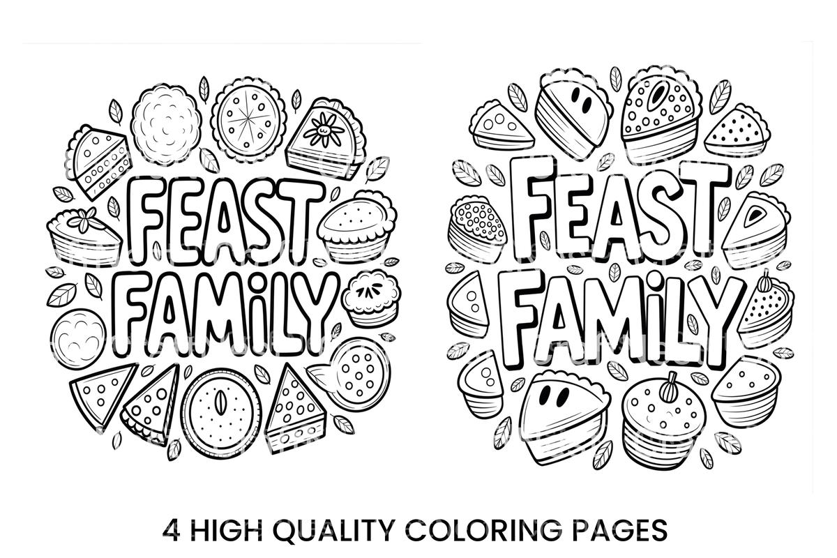 Feast Family Thanksgiving Coloring Books