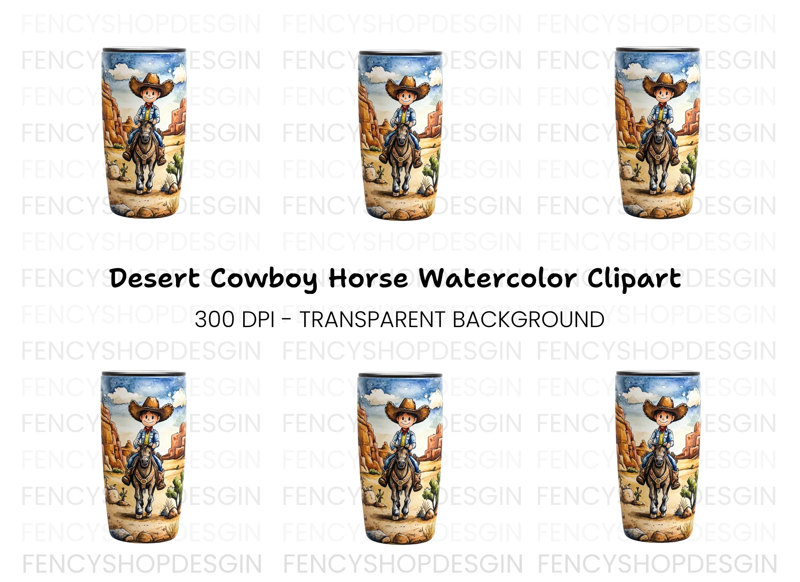 Cute Cowboy Riding Horse Clipart Bundle