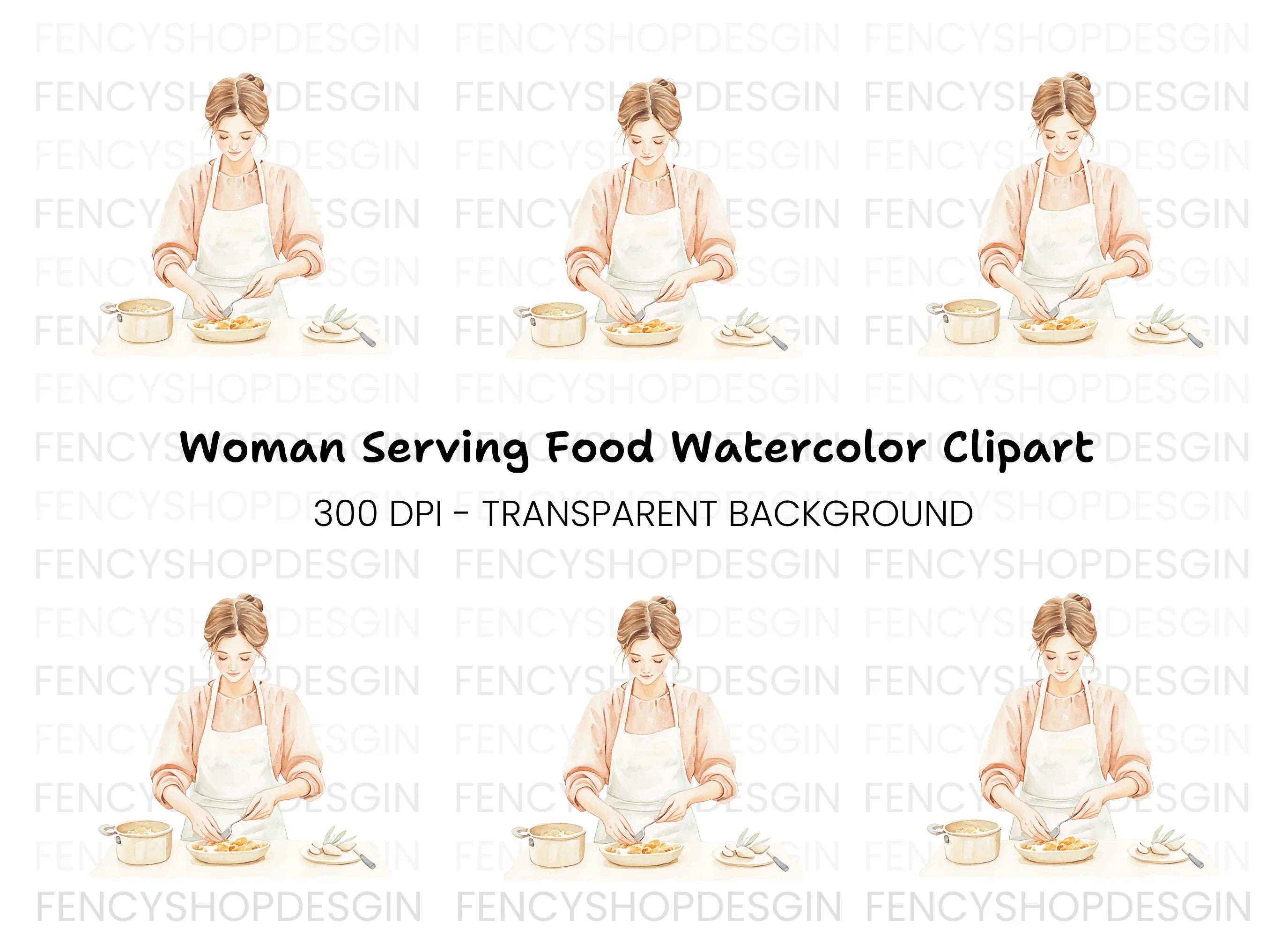 Women's Pasta Cooking Clipart Bundle