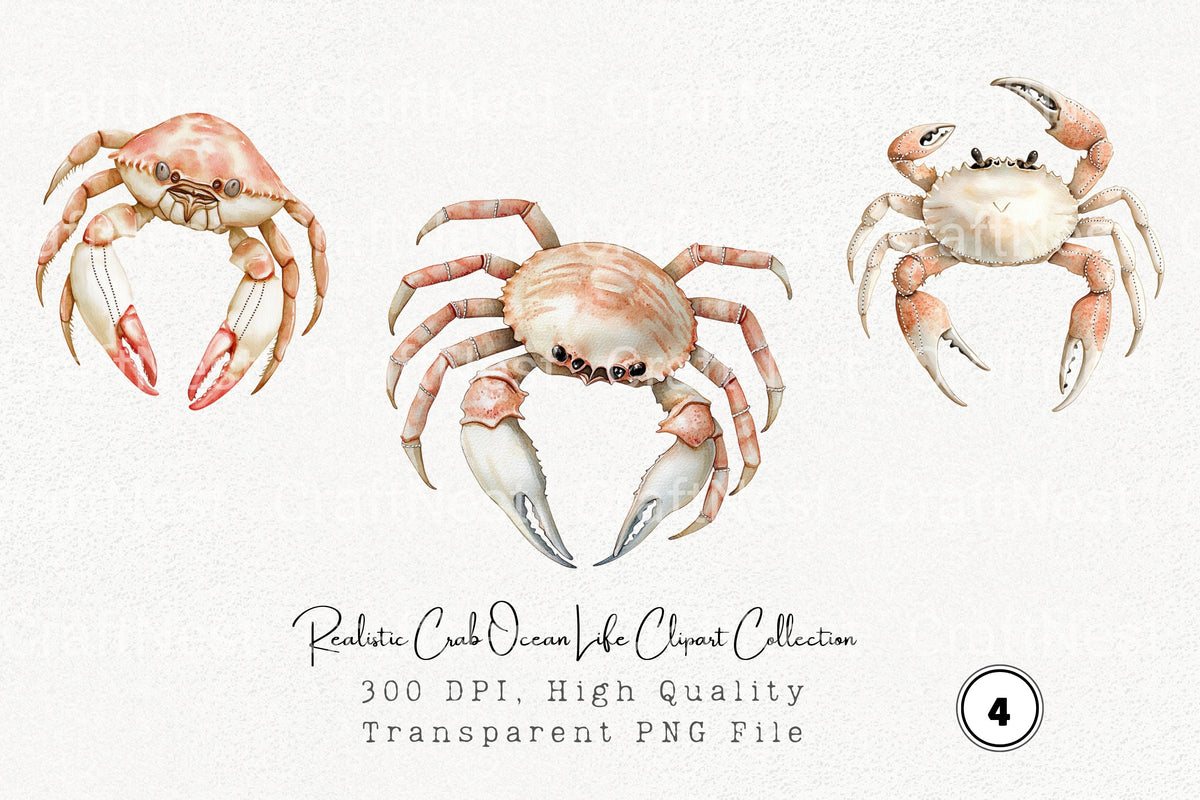 Realistic Crab Ocean Life Clipart Planner