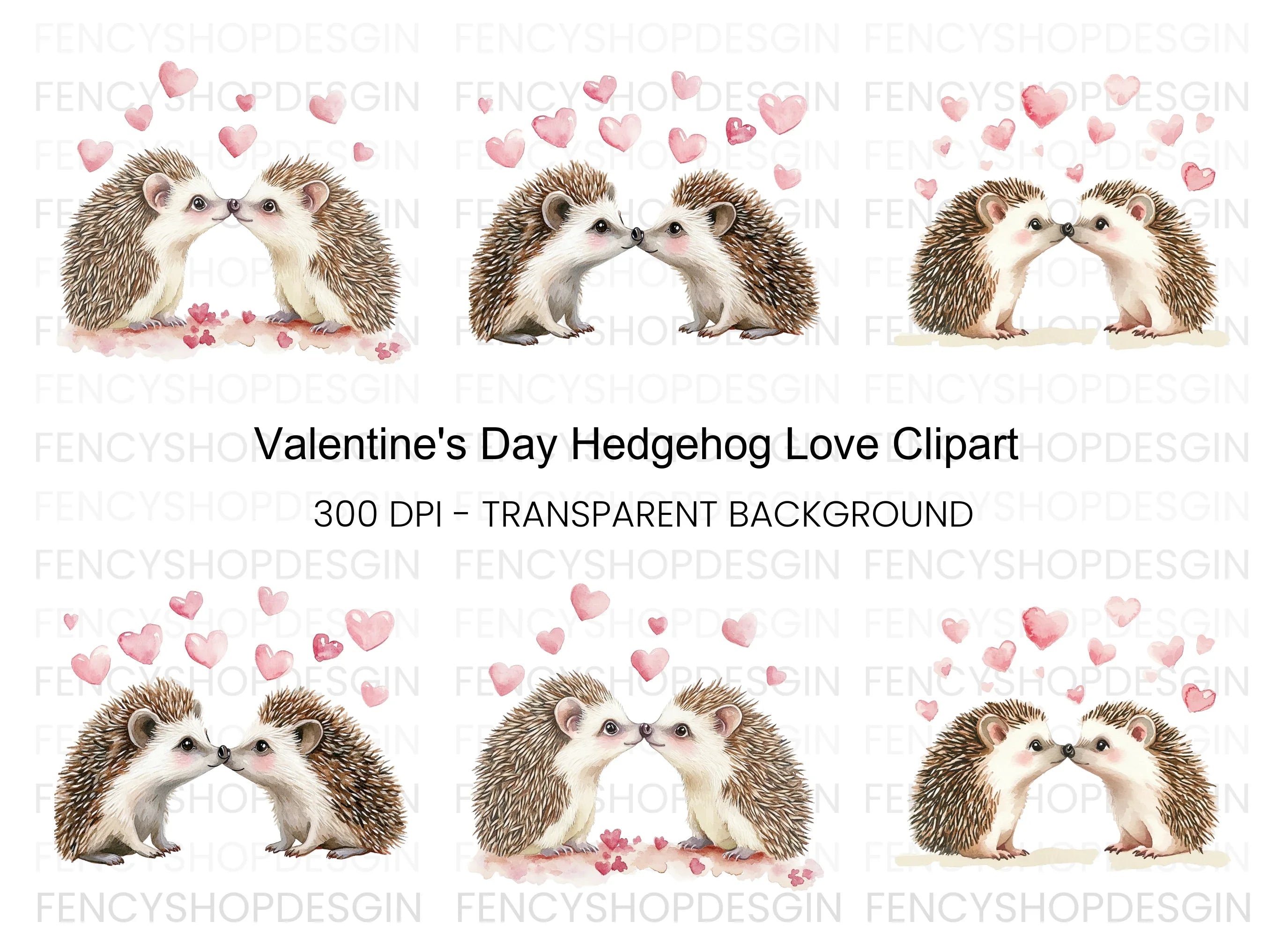 Cute Hedgehog Couple Kissing Clipart Bundle